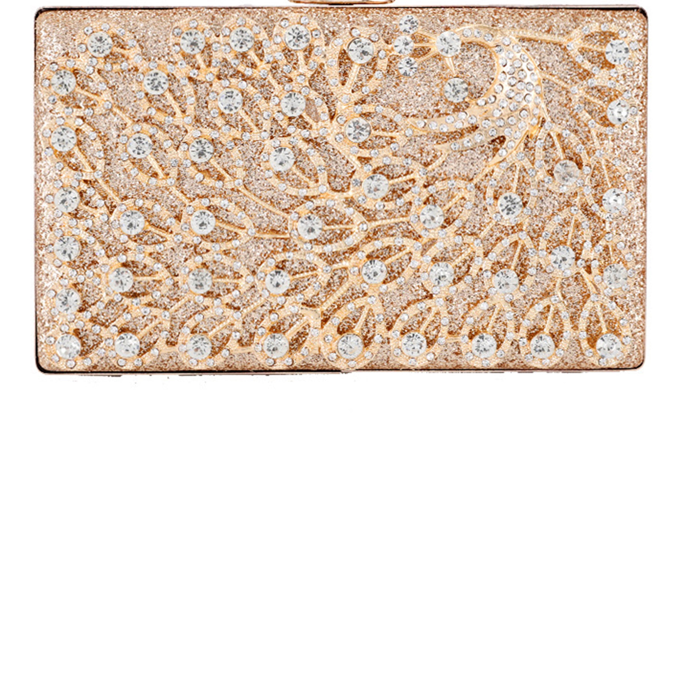 Bolso de noche con diamantes de imitación y diseño de pavo real HB1946