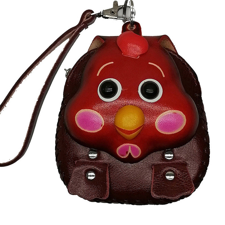 Monedero de piel de vaca con signos del zodiaco de pollitos HB2003