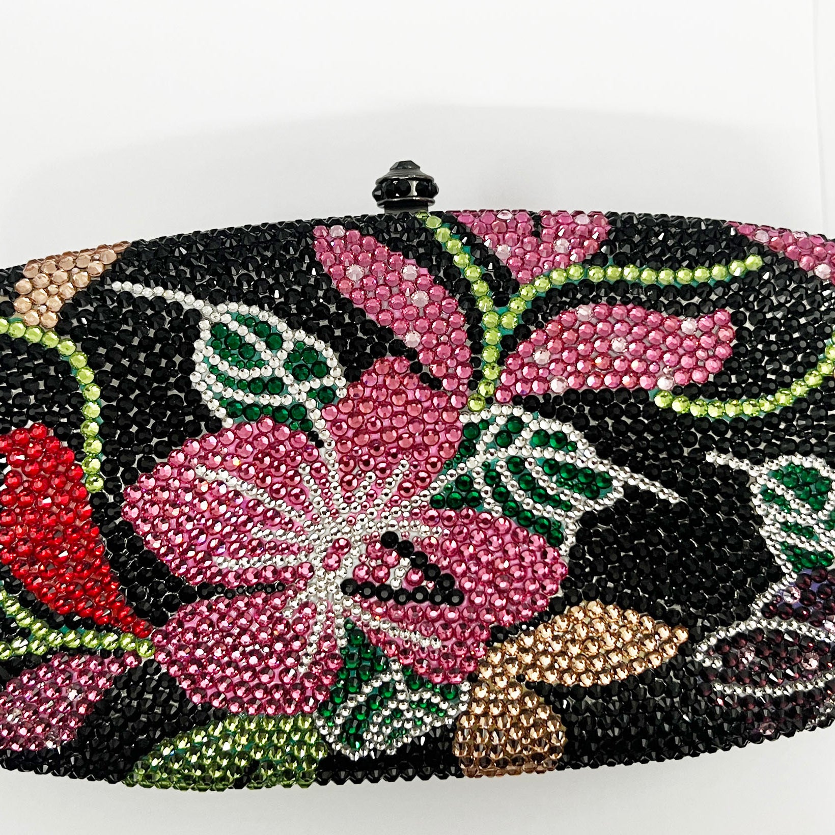 Bolso de noche rectangular con diamantes de imitación y flores HB2406