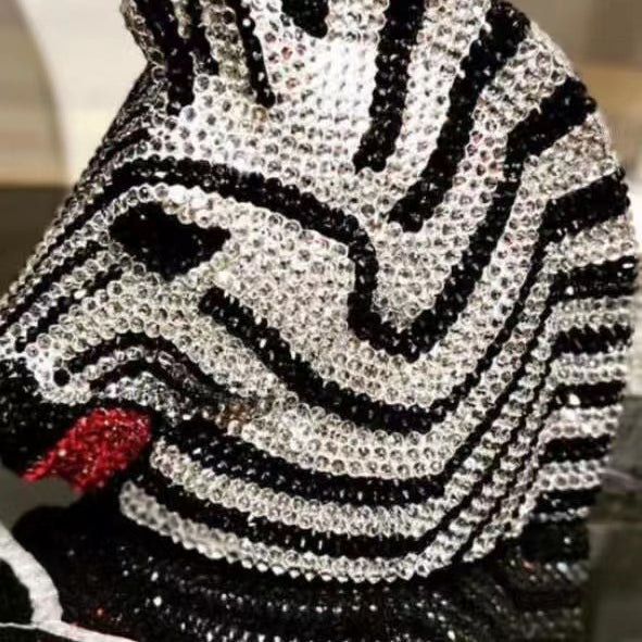 Bolso de noche con diamantes de imitación Golden Horse HZebra HB2407
