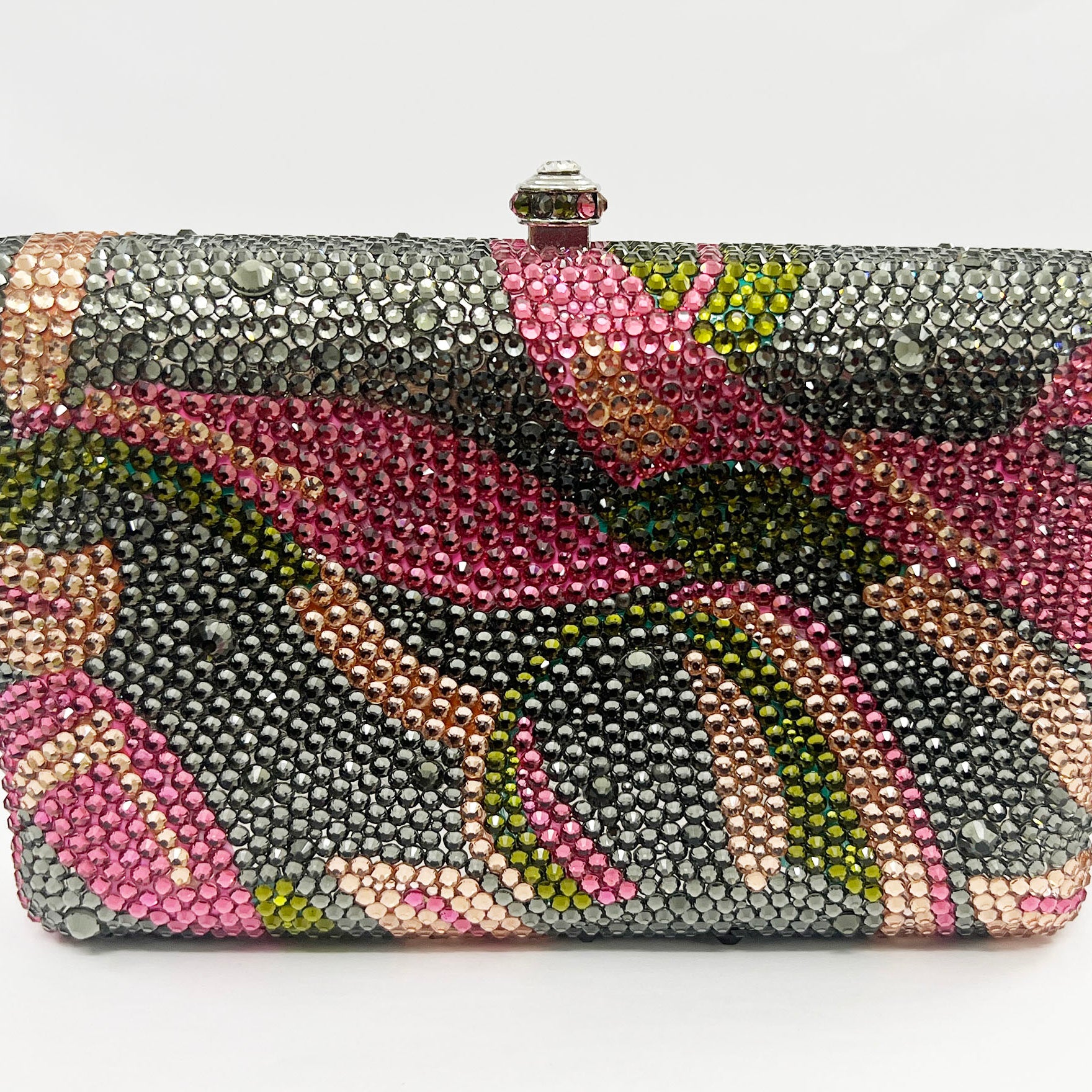 Bolso de noche rectangular con diamantes de imitación y grafiti HB2419