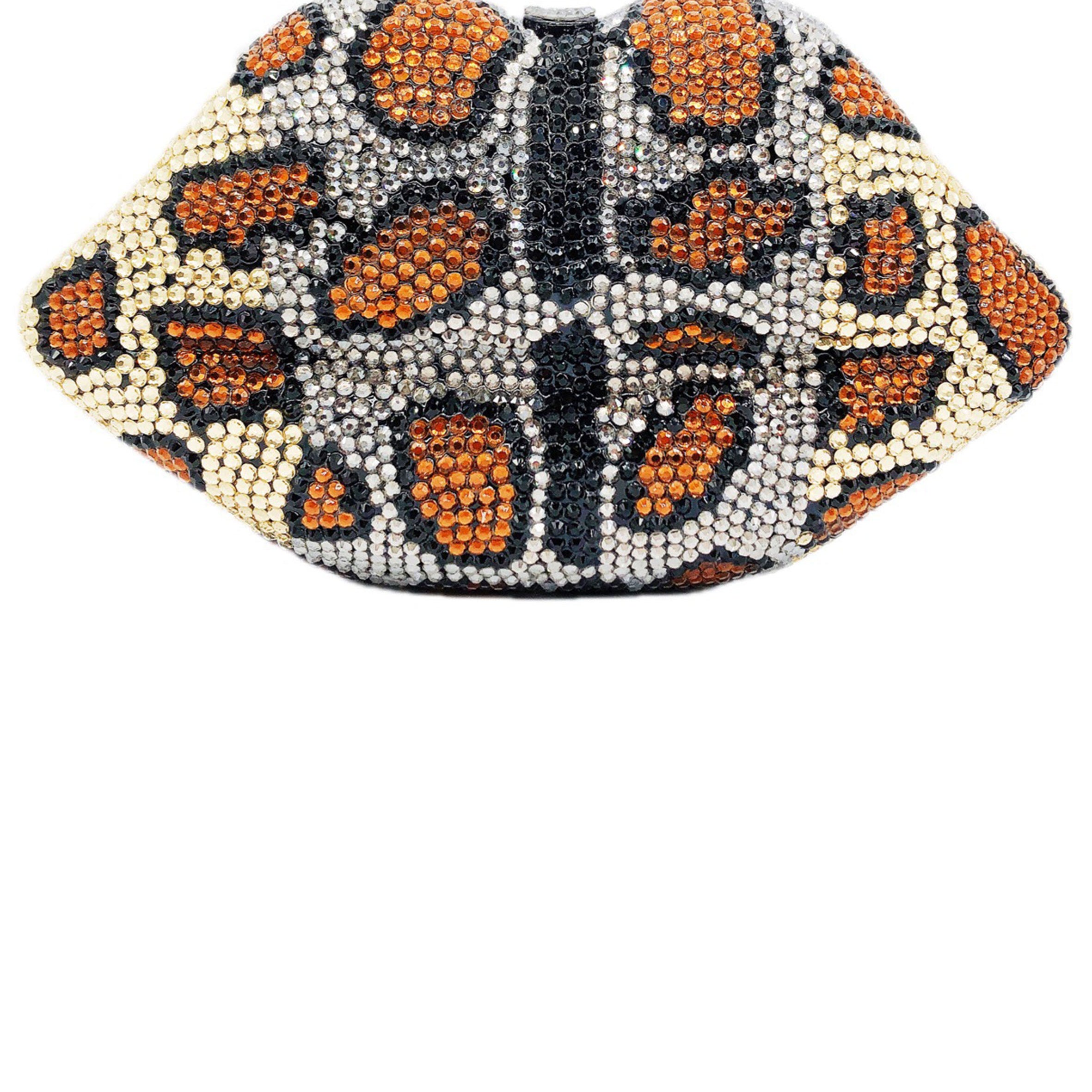 Bolso de noche con diamantes de imitación y estampado animal HB2435