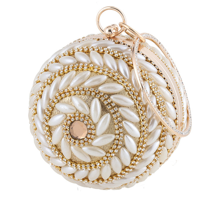 Bolso de noche con bola de perla y diamantes de imitación HB2466