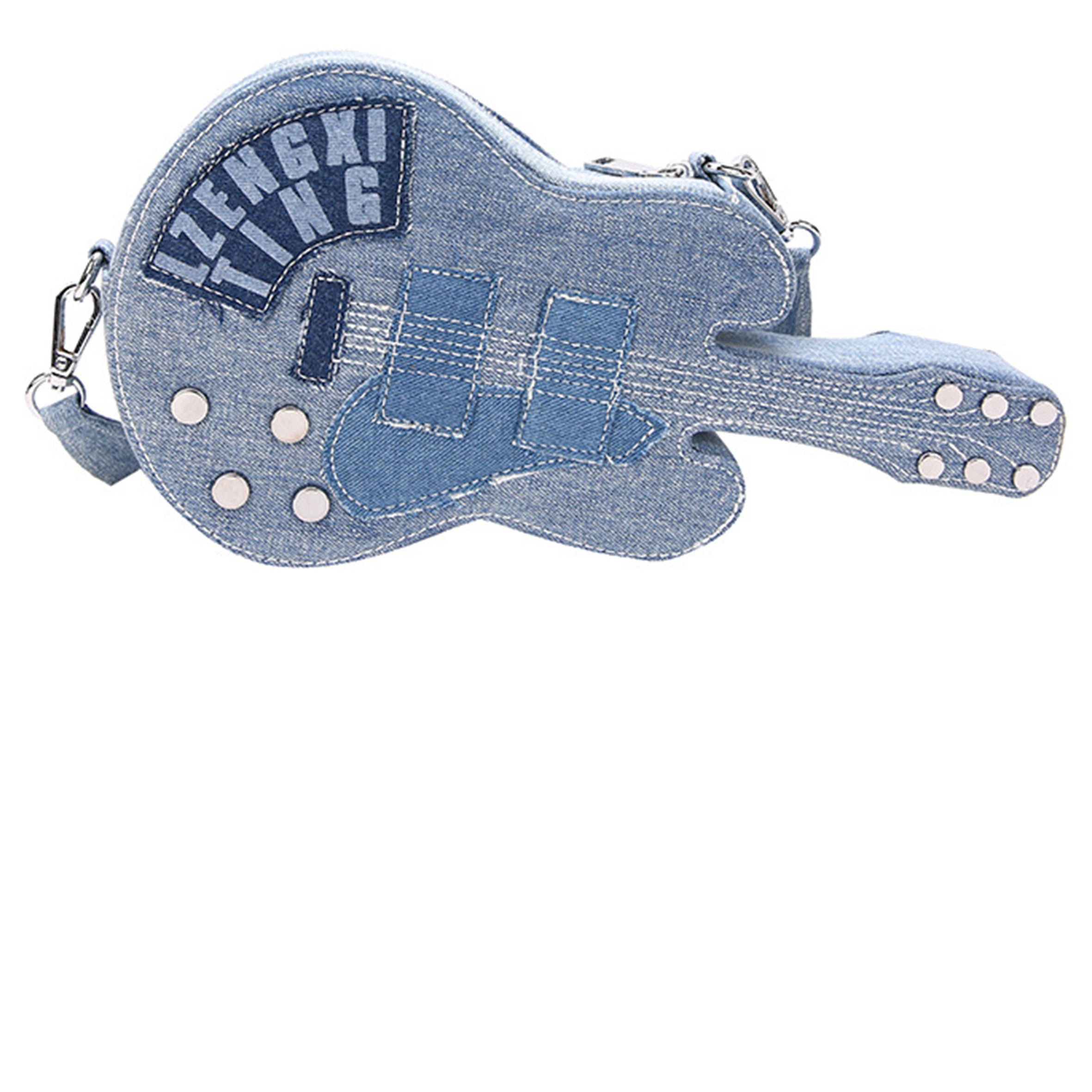 Bolso bandolera tipo denim con diseño de guitarra HB2614