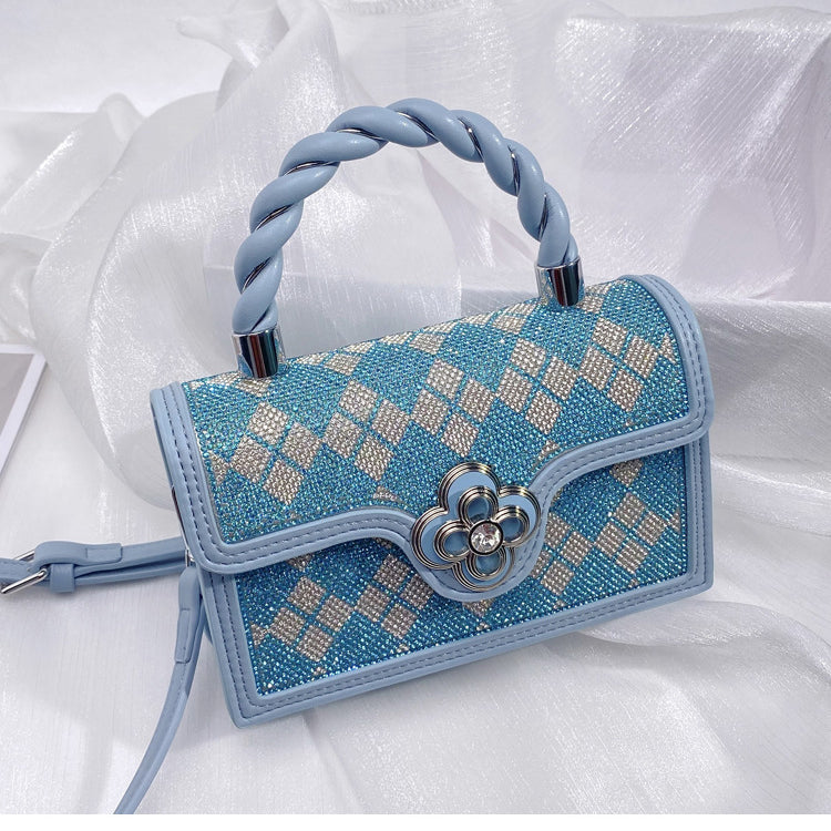 Bolso bandolera con estampado de diamantes y diamantes de imitación HB2668