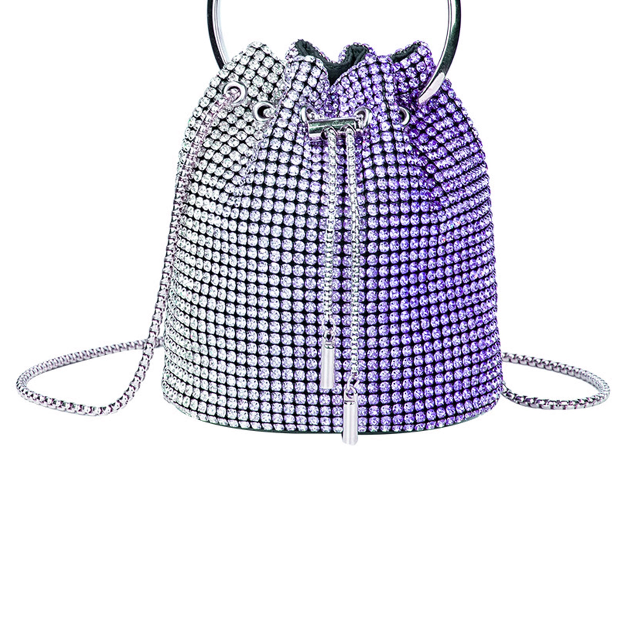 Bolso tipo cubo con diamantes de imitación en color degradado HB2677