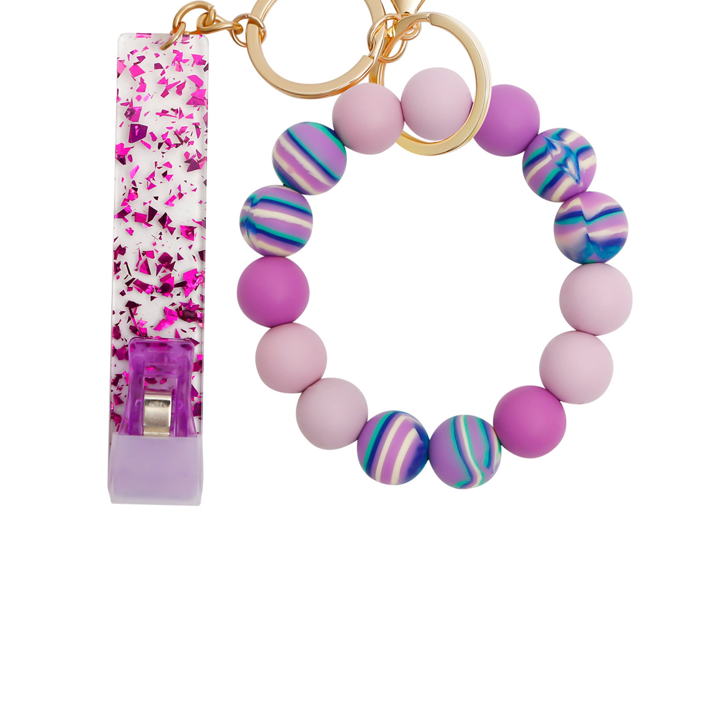 Llavero con cuentas de silicona y selector de tarjetas sin contacto K1203