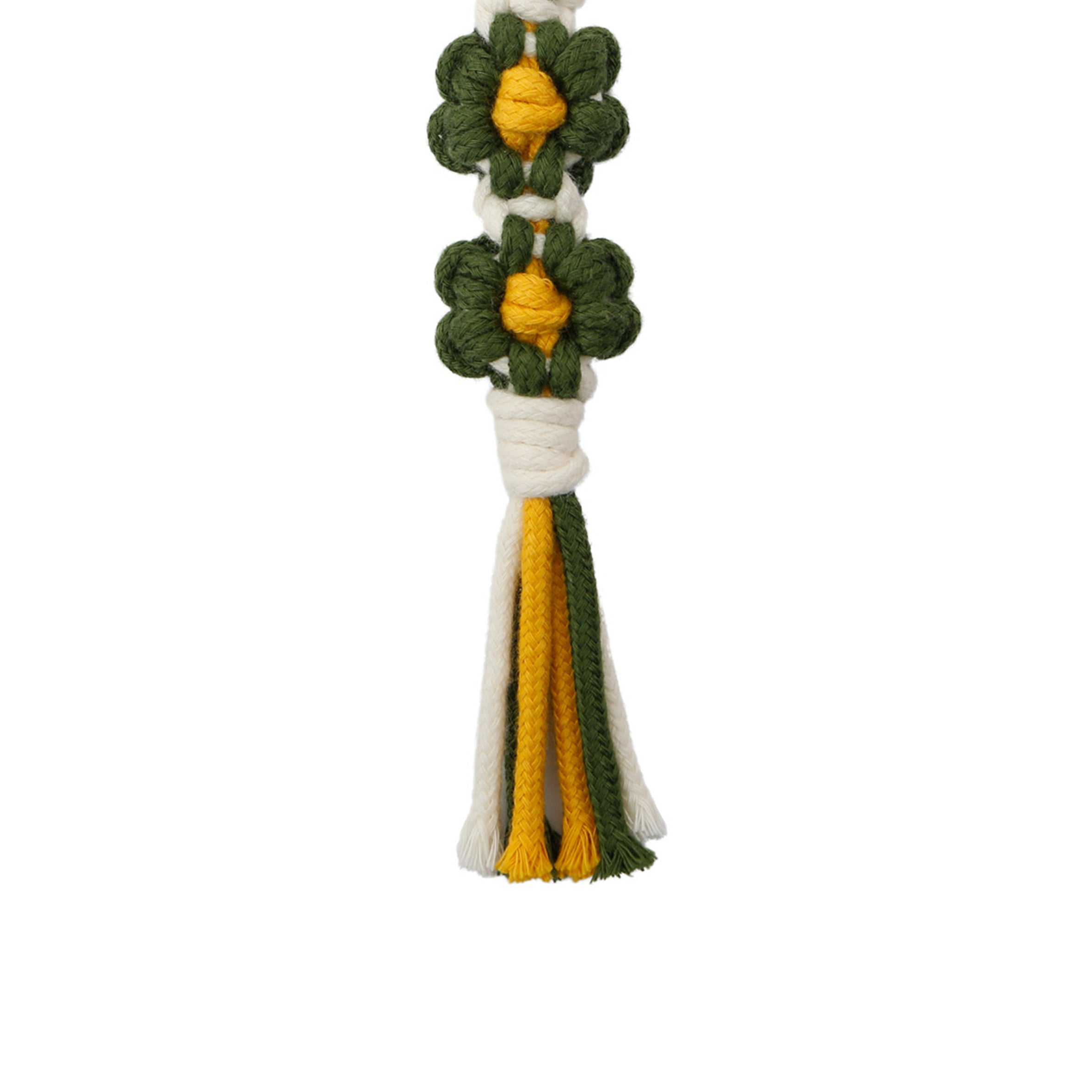 Llavero con borlas de hilo de algodón trenzado con flores K1284