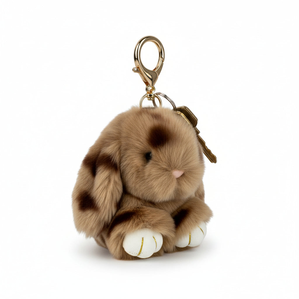 Rabbit Speckle Plush Keychain K1449