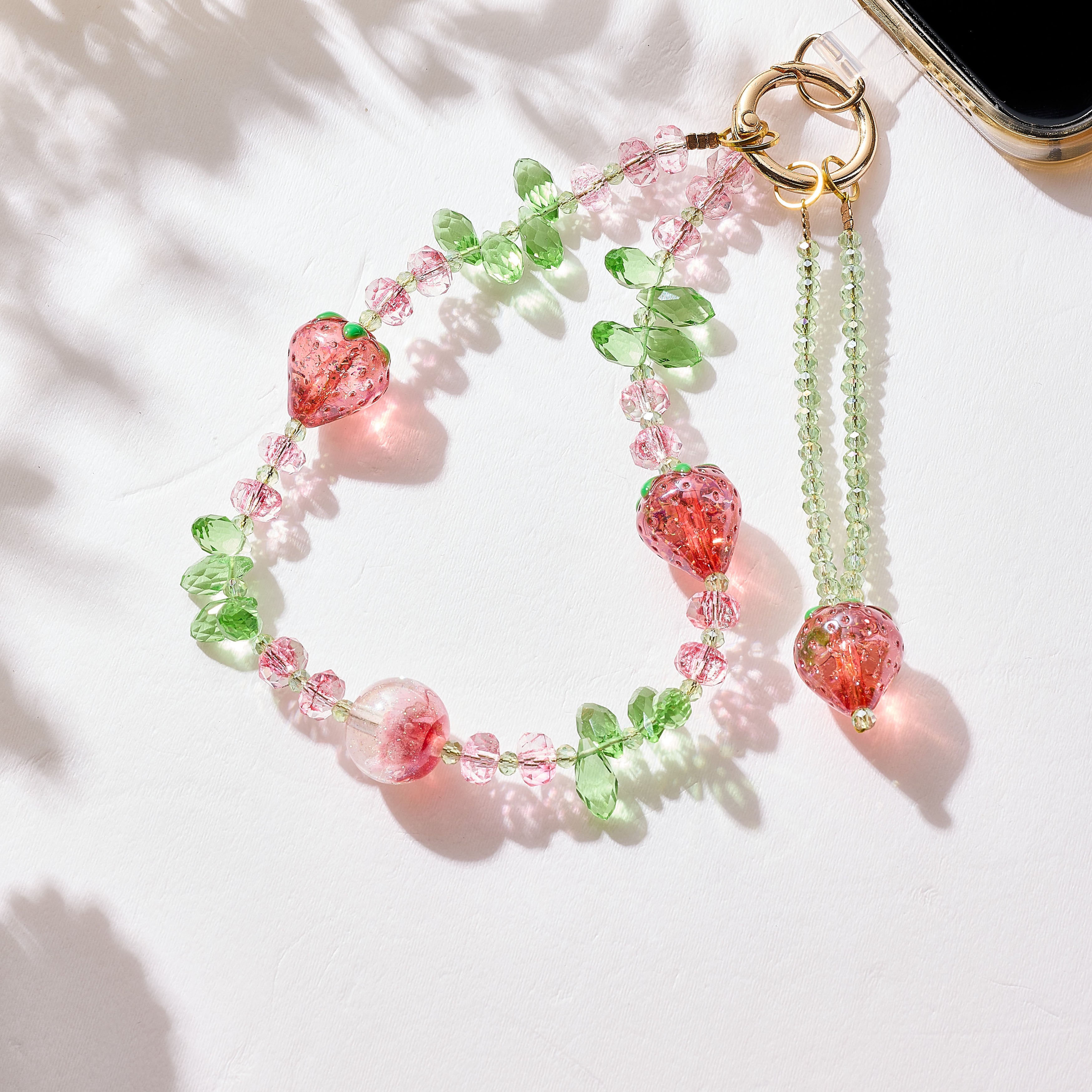 Strawberry Crystal Keychain Wristlet K1532