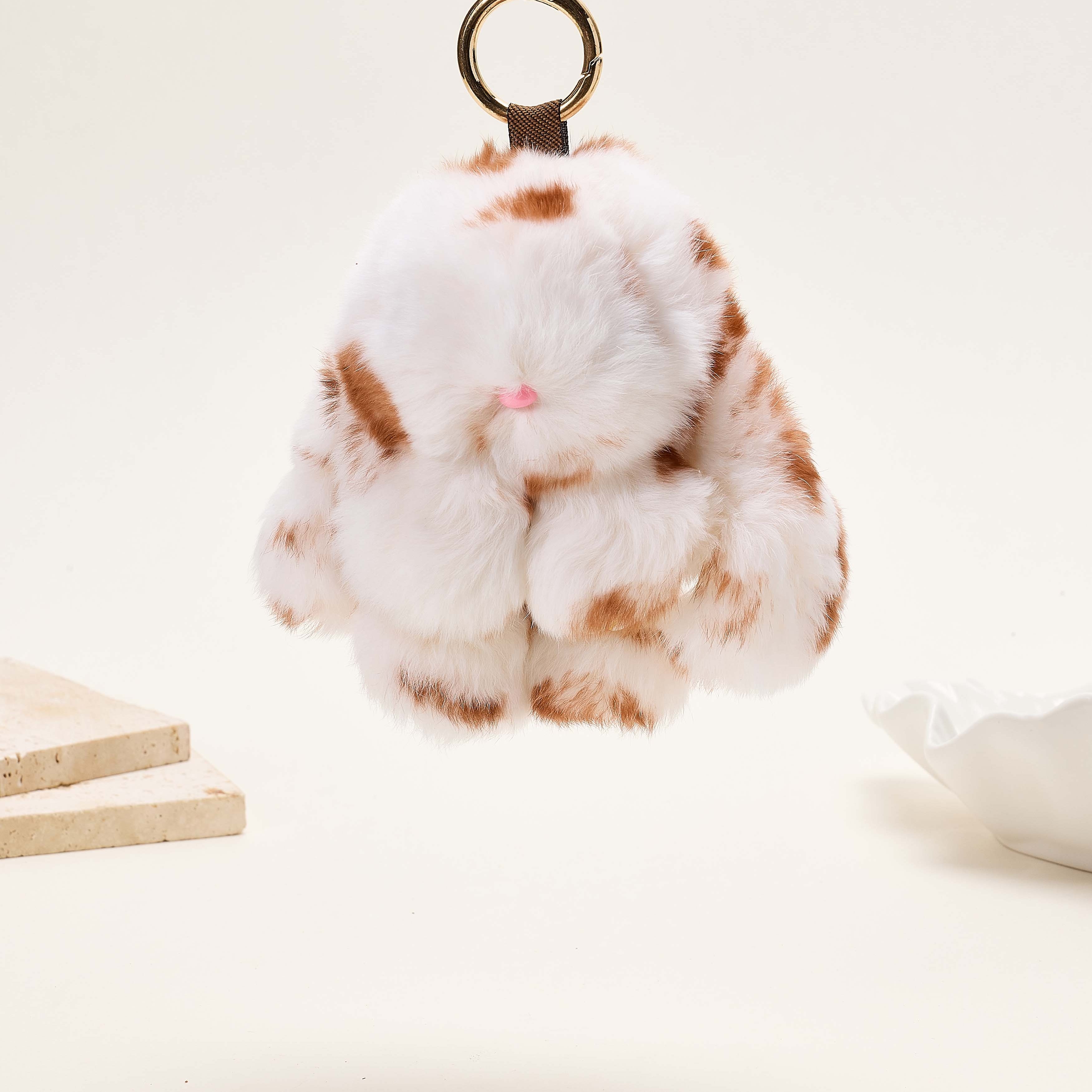 Rabbit Speckle Plush Keychain K1555