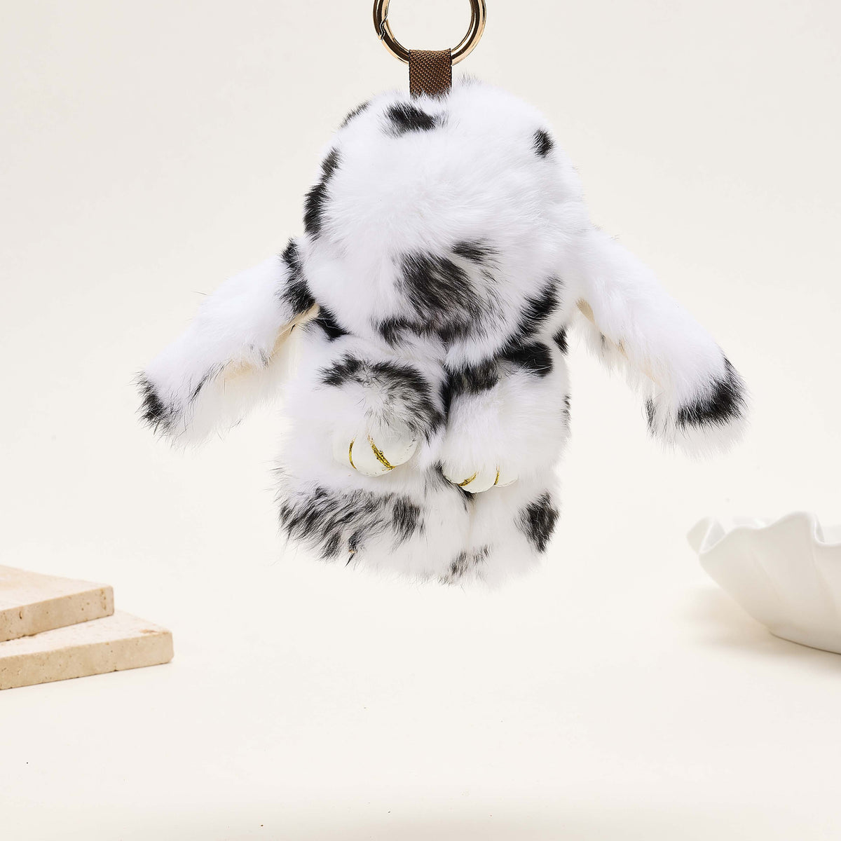 Rabbit Speckle Plush Keychain K1555