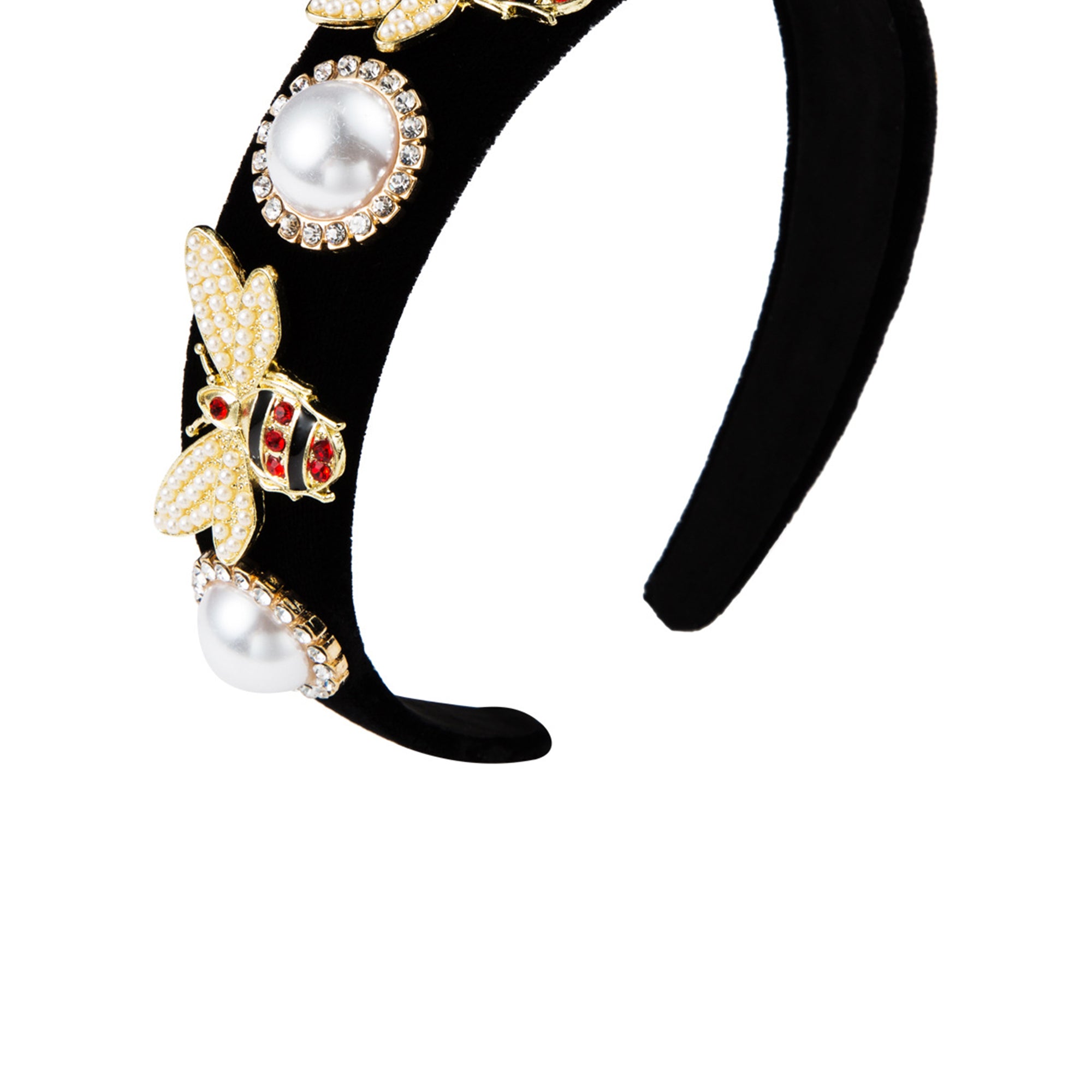 Rhinestone Bee & Pearl Headband L2455