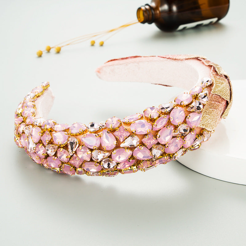 Rhinestone Leaf Velvet Headband L2640