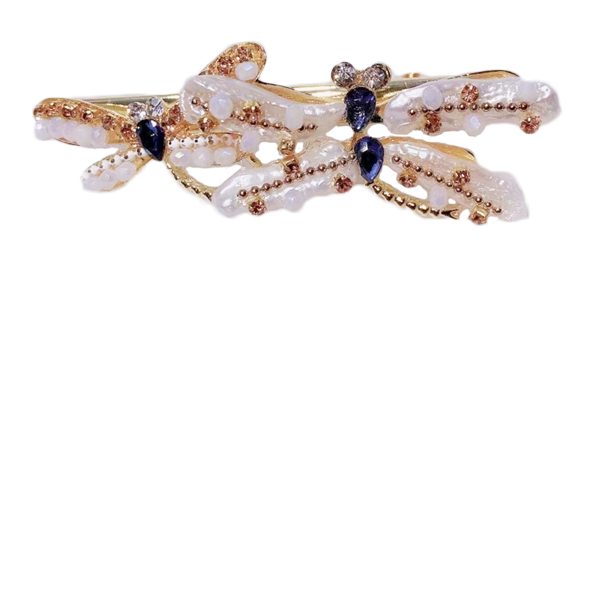 Pinza para el pelo con forma de libélula y perlas l2692