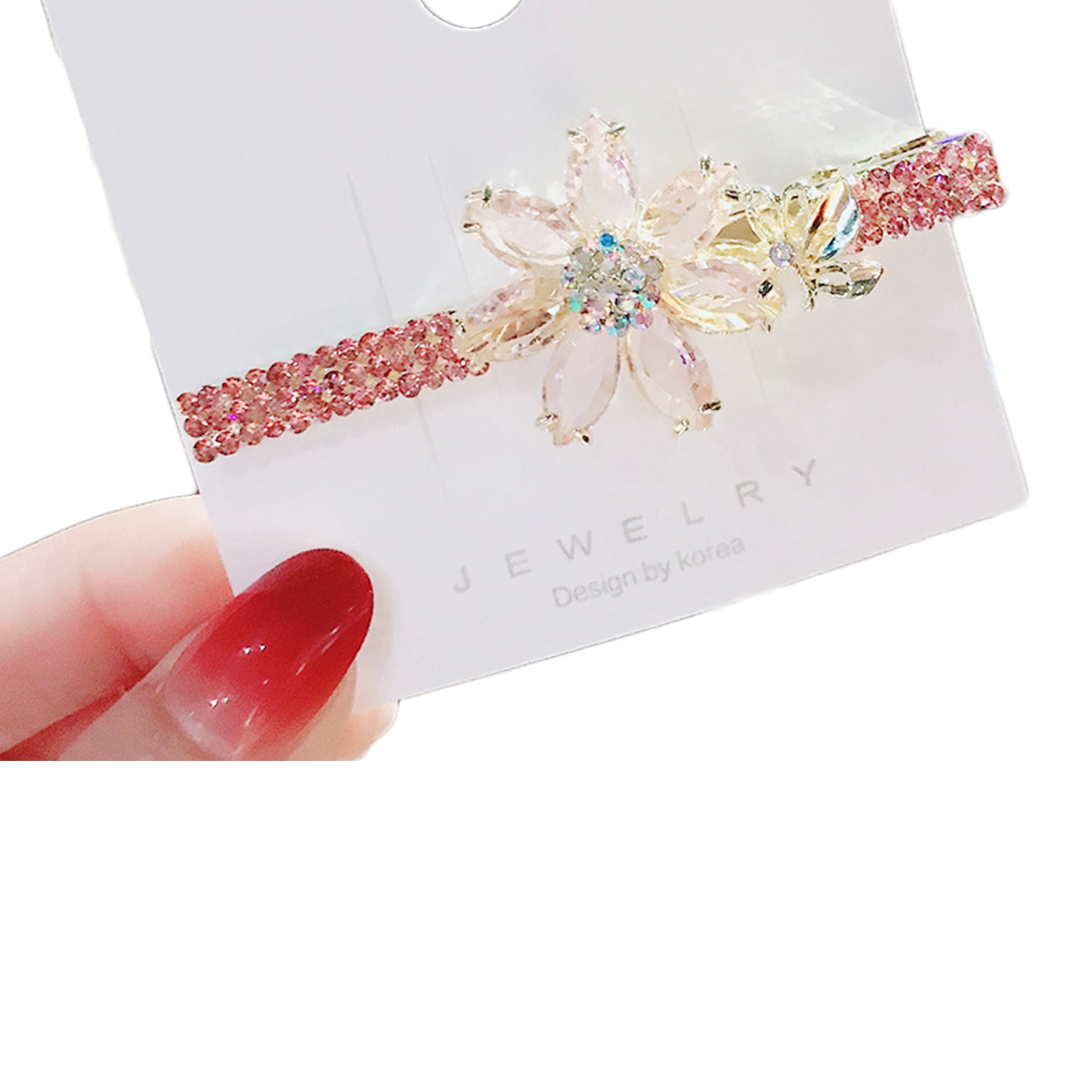 Pinza para el pelo con diamantes de imitación y flores L3029