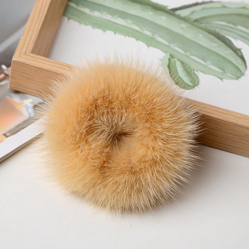 Mink Fur Plush Hair Scrunchies L3137