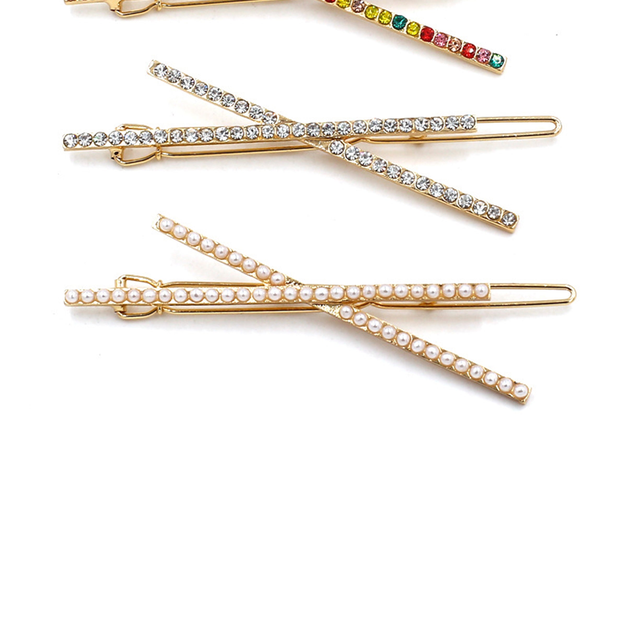 Juego de pinzas para el cabello con diamantes de imitación en forma de cruz L3258