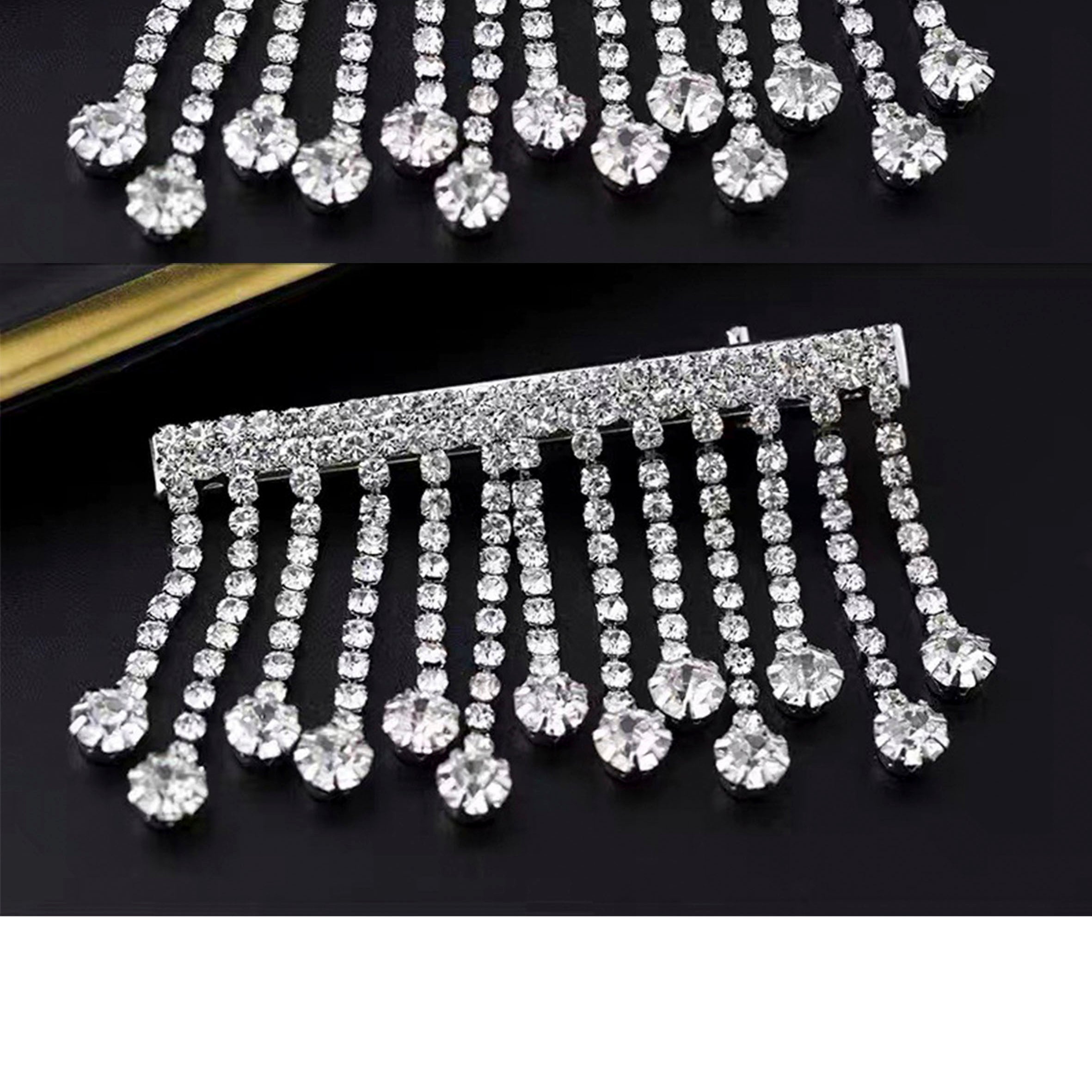 Tassel Rhinestone Hair Clip Set L3445