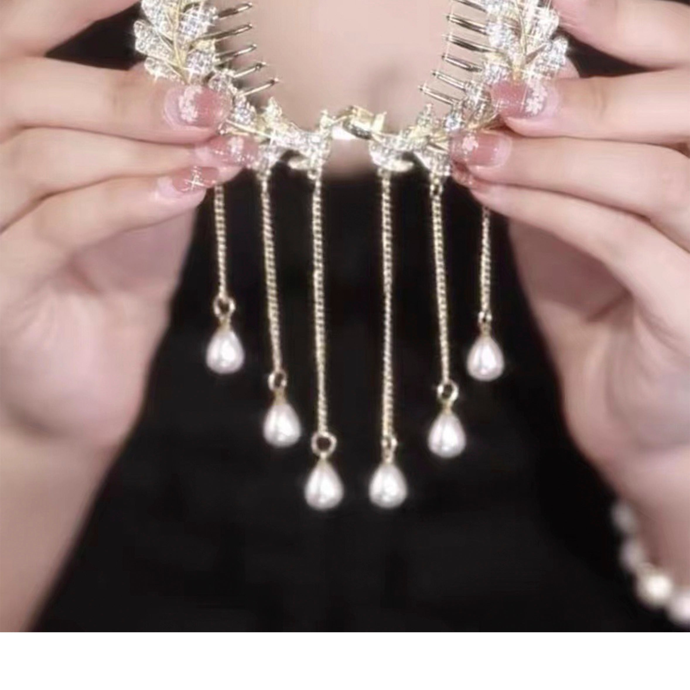 Pinza para el pelo con borlas de diamantes de imitación y forma de espigas de trigo L4010