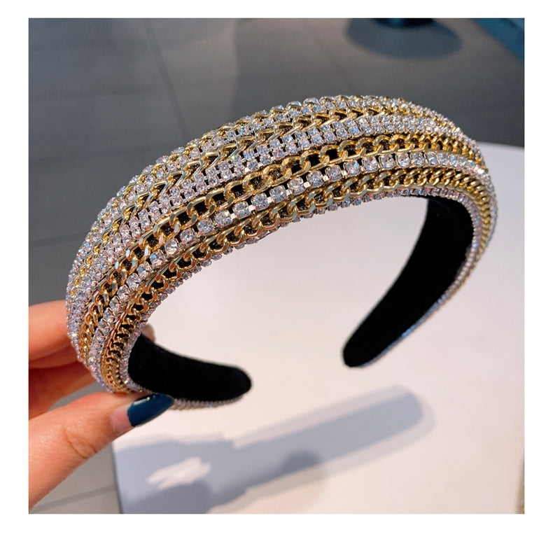 Rhinestone Chain Spong Headband L4028