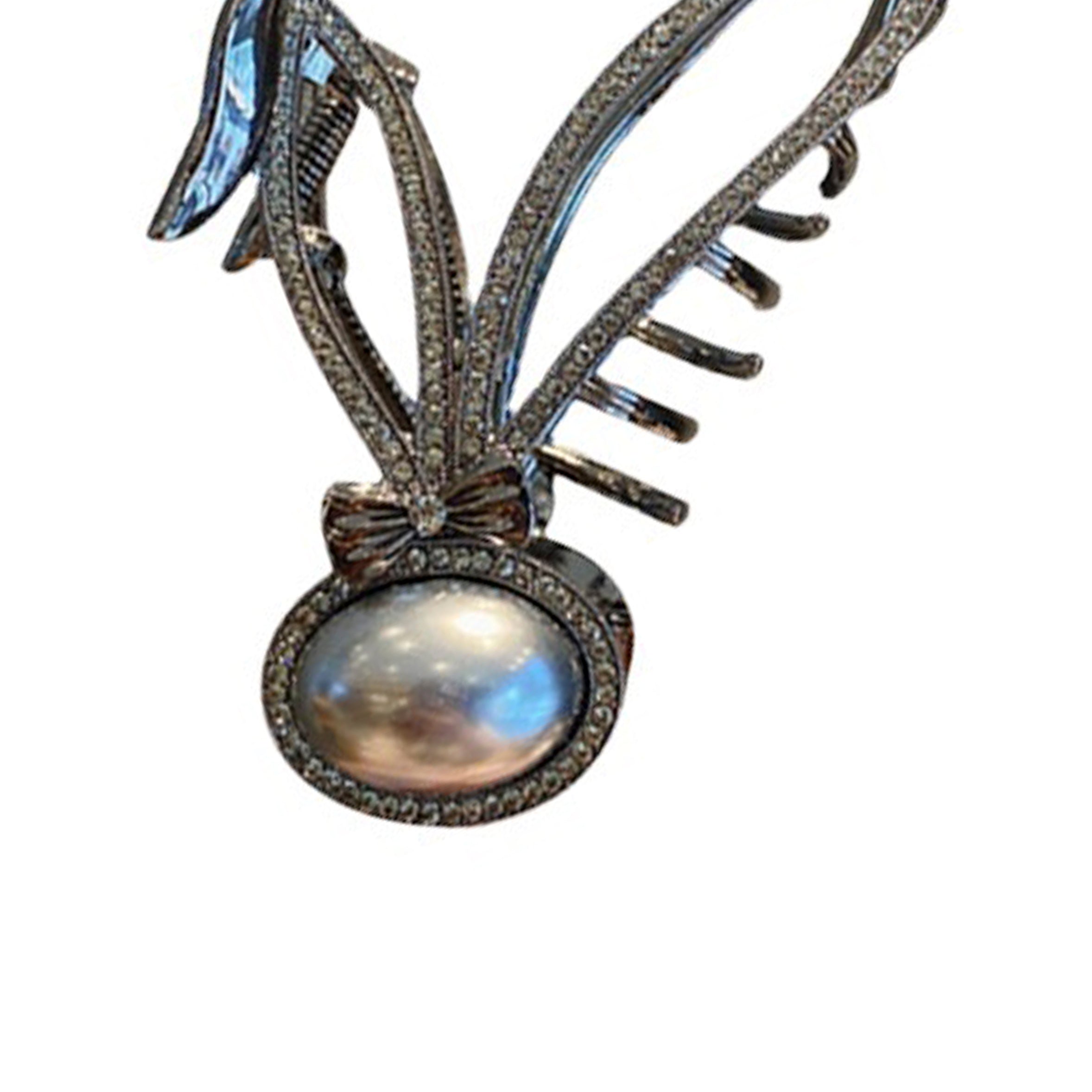 Pinza para el pelo con forma de orejas de conejo y perlas de diamantes de imitación L4106