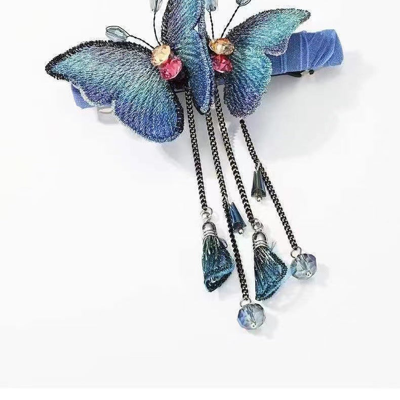 Two Butterfly Tassel Hair Clip L4183