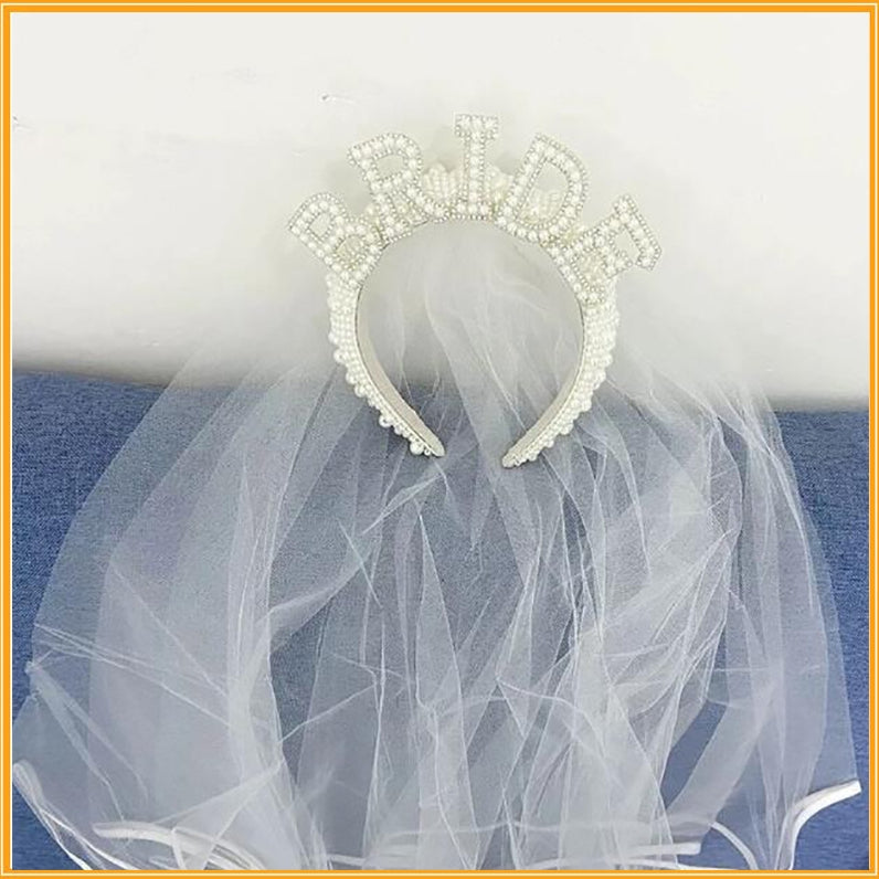 BRIDE Pearl Headband With Headdress L4377