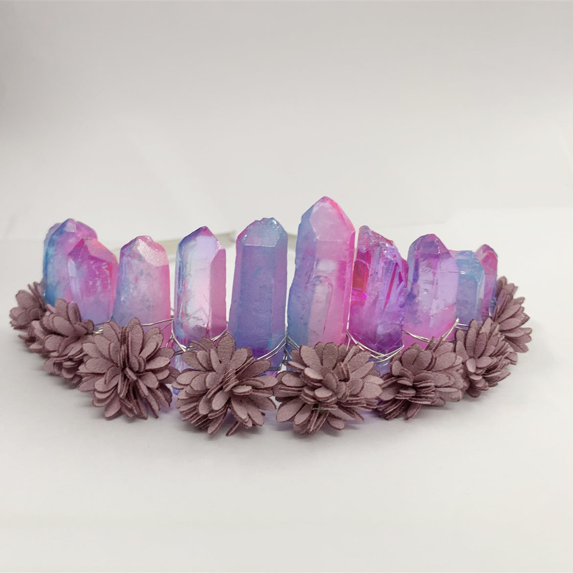 Floral Quartz Column Crown Headband L4442