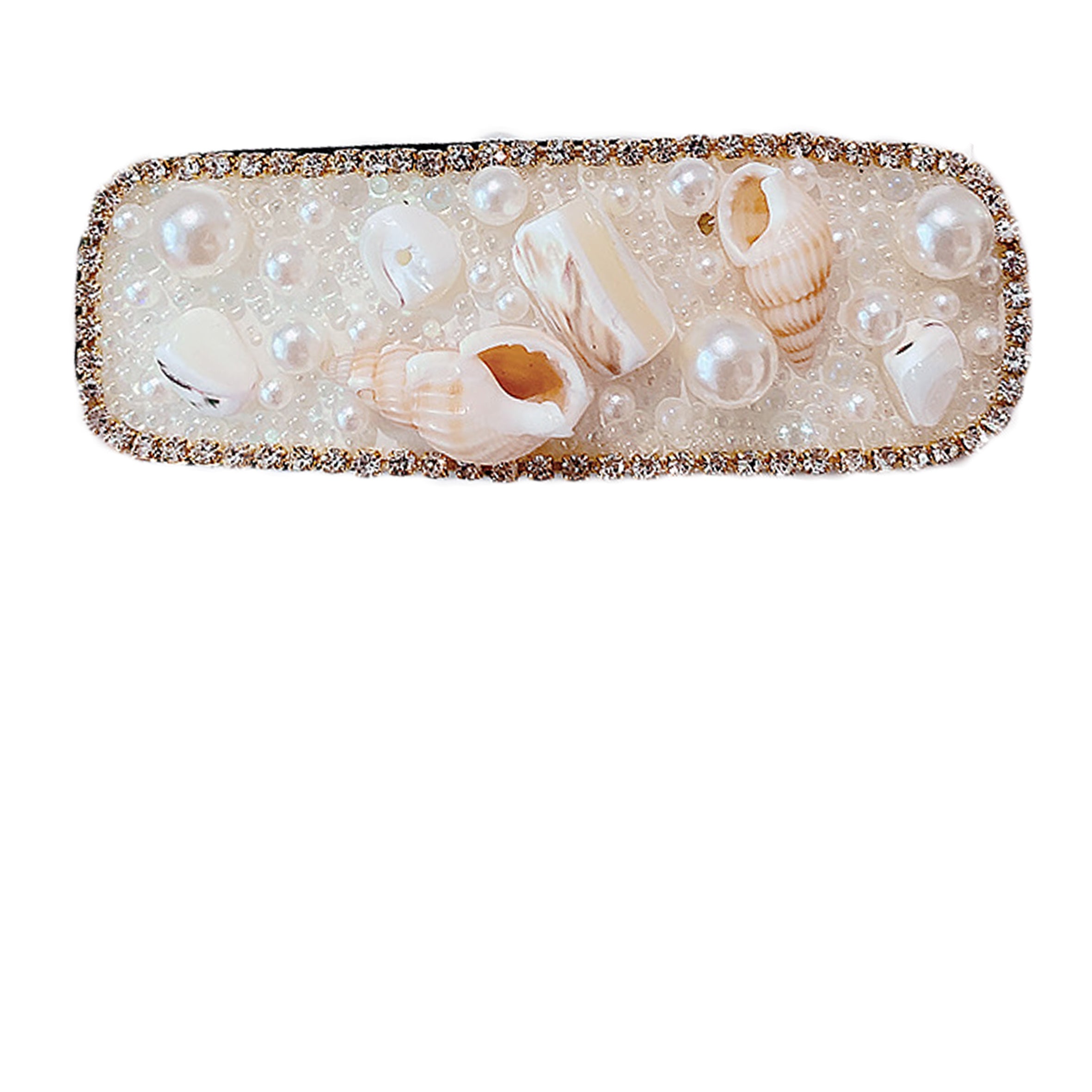 Shell Pearl Rhinestone Rectangle Hair Clip L4487