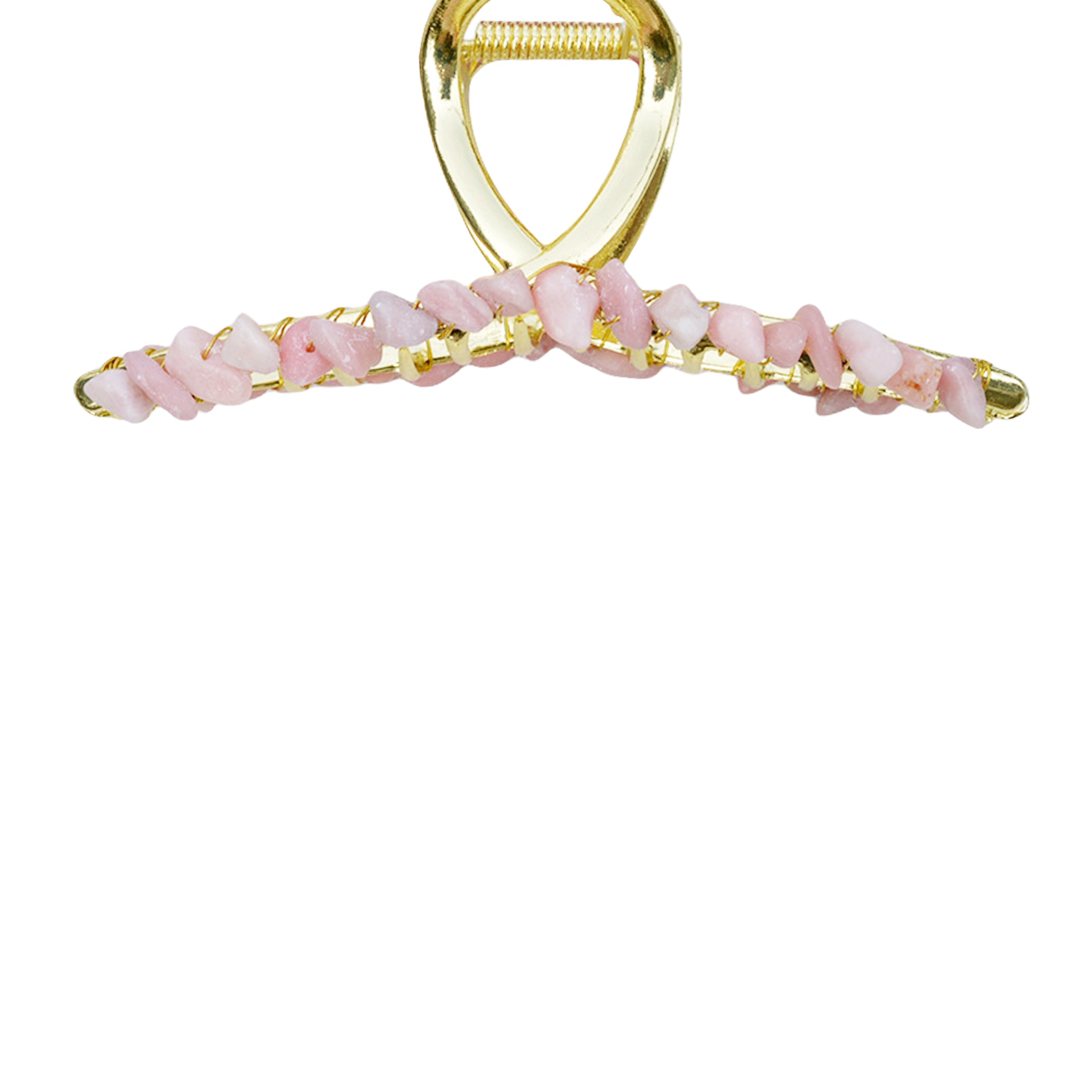 Pinza para el cabello con cruz de calcedonia rosa L4532