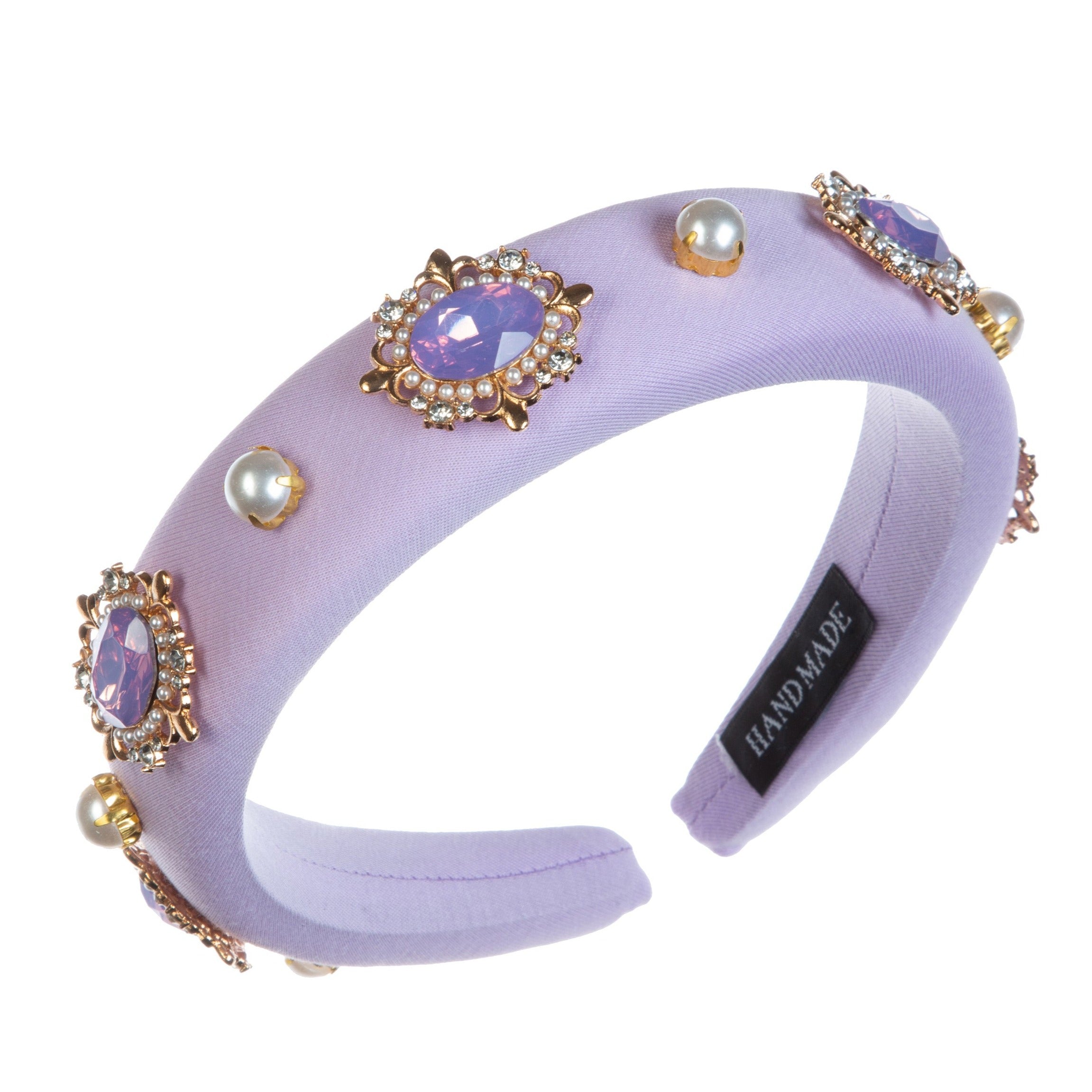 Baroque Rhinestone Pearl Sponge Headband L4596