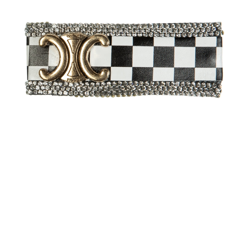 Horquilla para el pelo rectangular con diseño de tablero de ajedrez y diamantes de imitación L4726