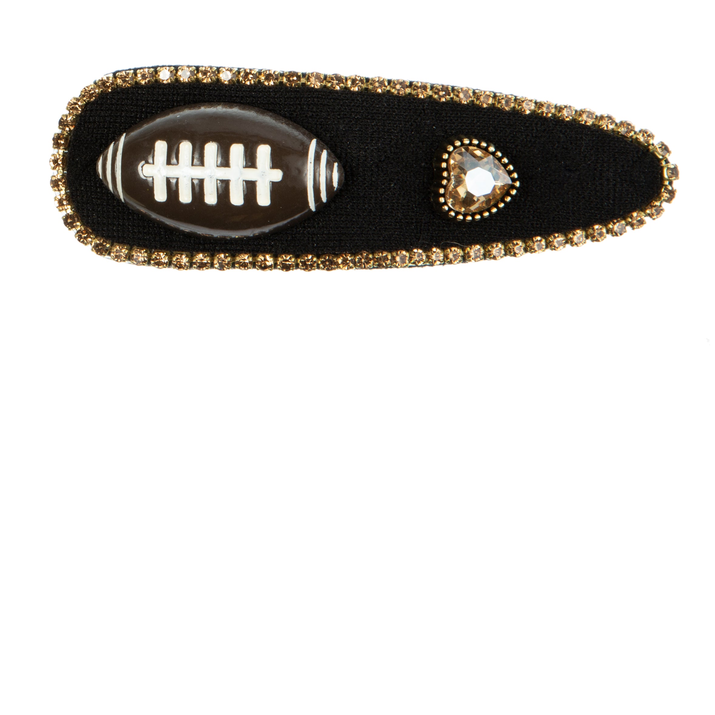 Horquilla para el pelo con forma de corazón de béisbol y diamantes de imitación en forma de lágrima L4746