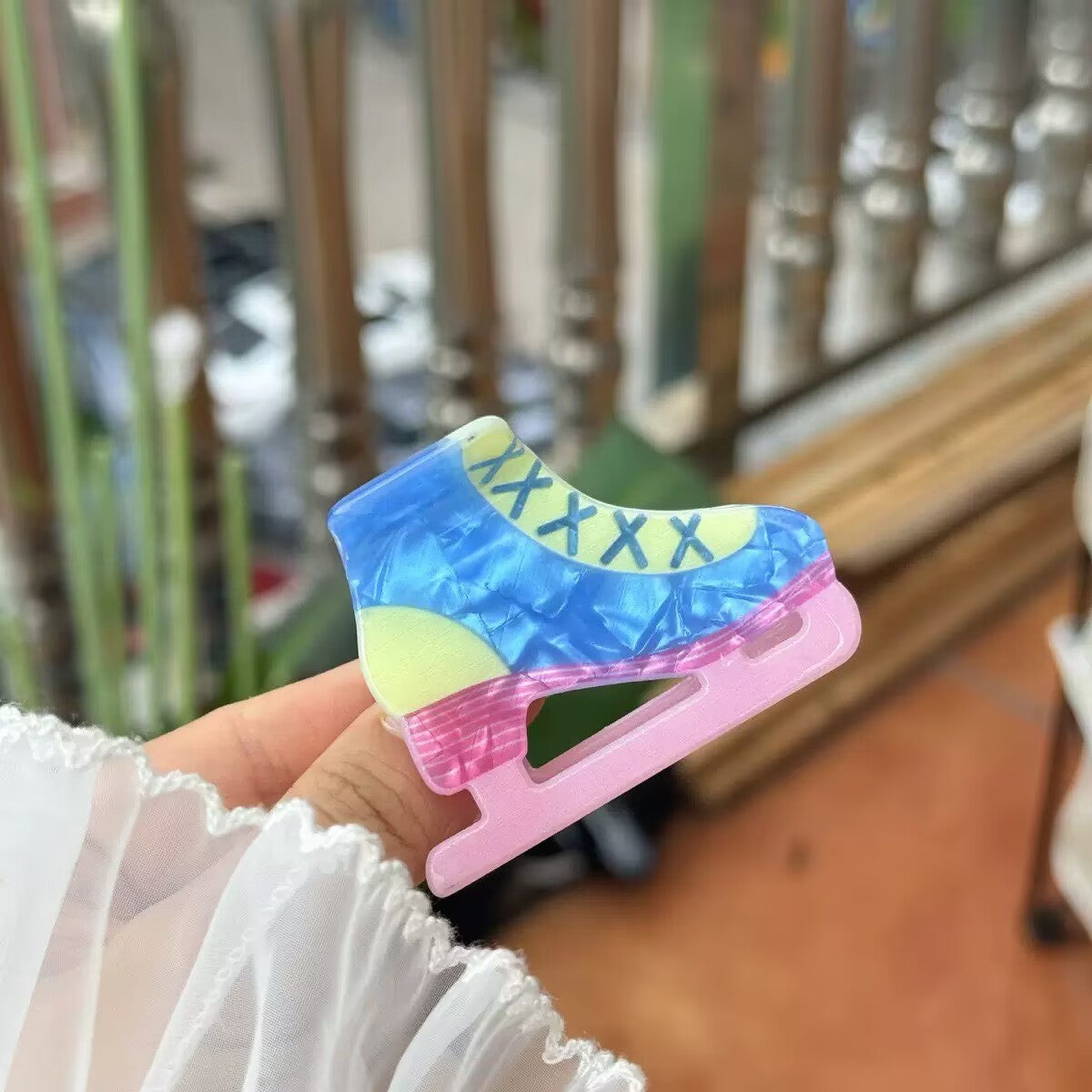 Ice Skate Acrylic Hair Clip L5024