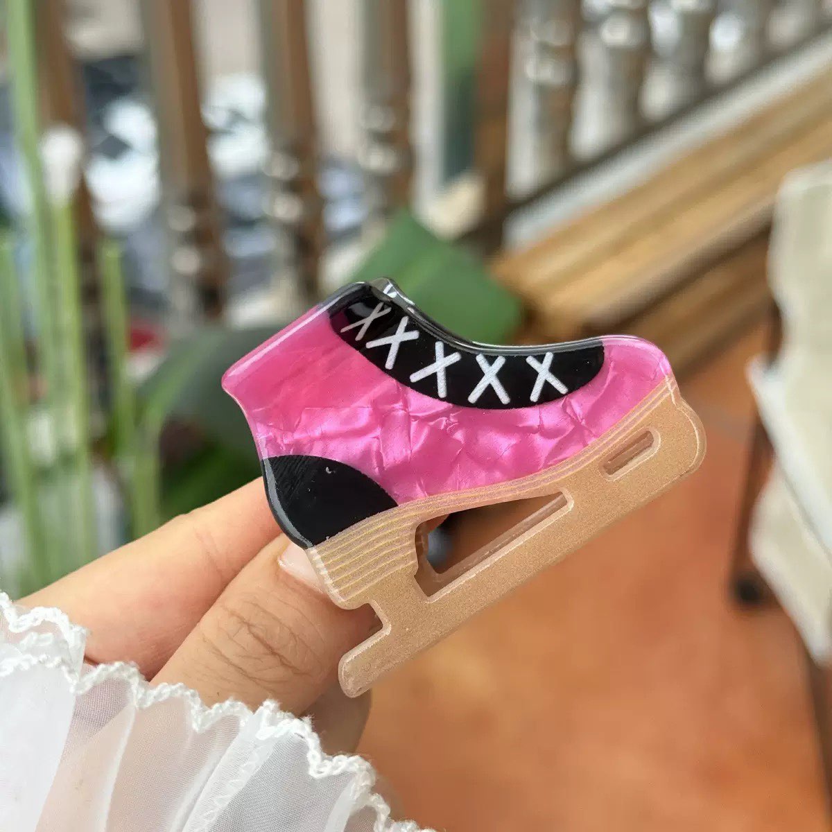 Ice Skate Acrylic Hair Clip L5024