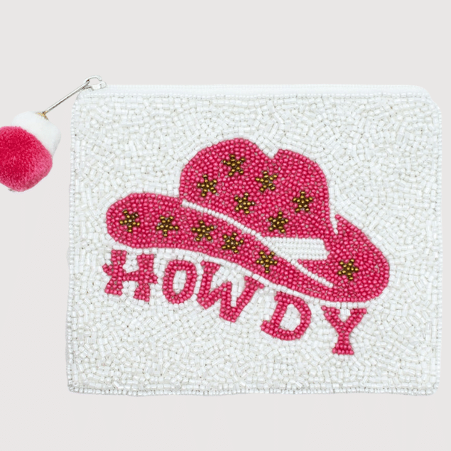 Howdy Cowboy Hat Beaded Pouch LAC-CP-1555