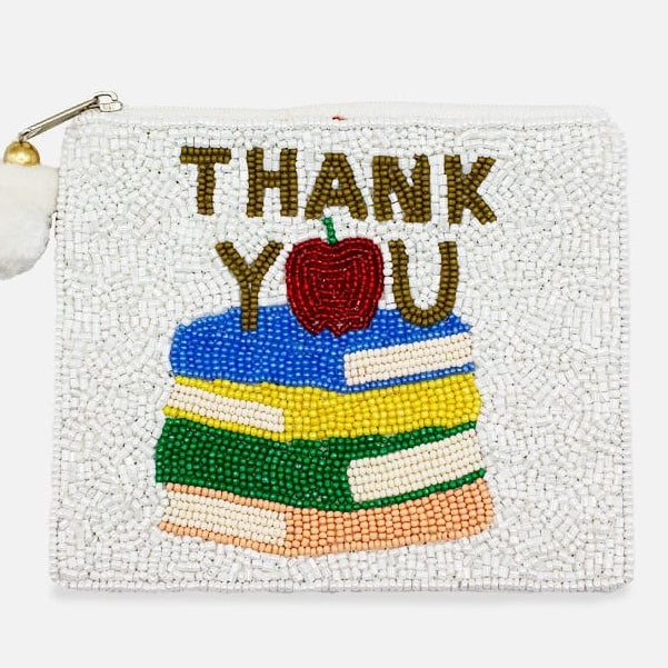 Thank You Teacher Beaded Pouch LAC-CP-1637