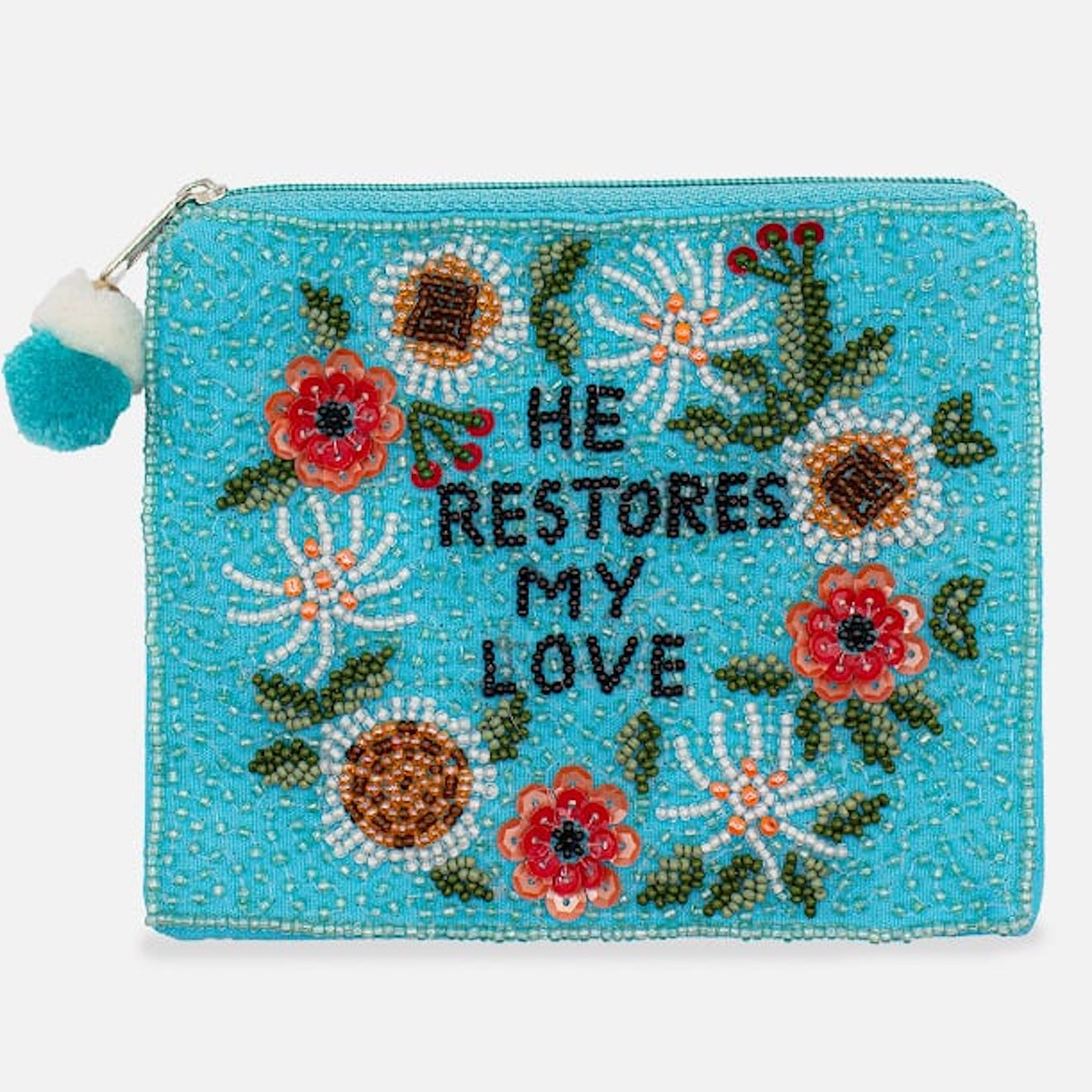 He Restores My Love Beaded Pouch LAC-CP-1644