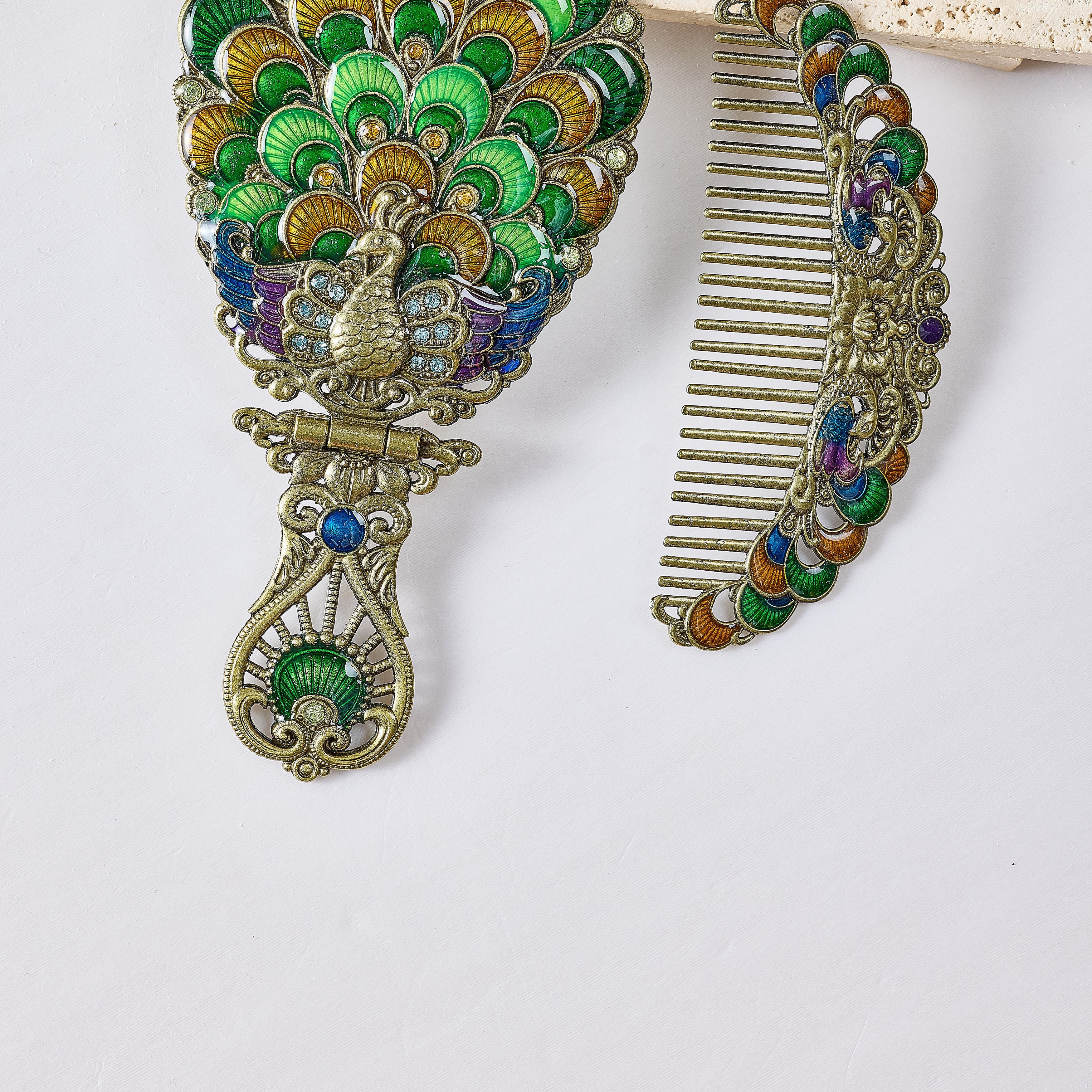 Peacock Metal Mirror Set M0455