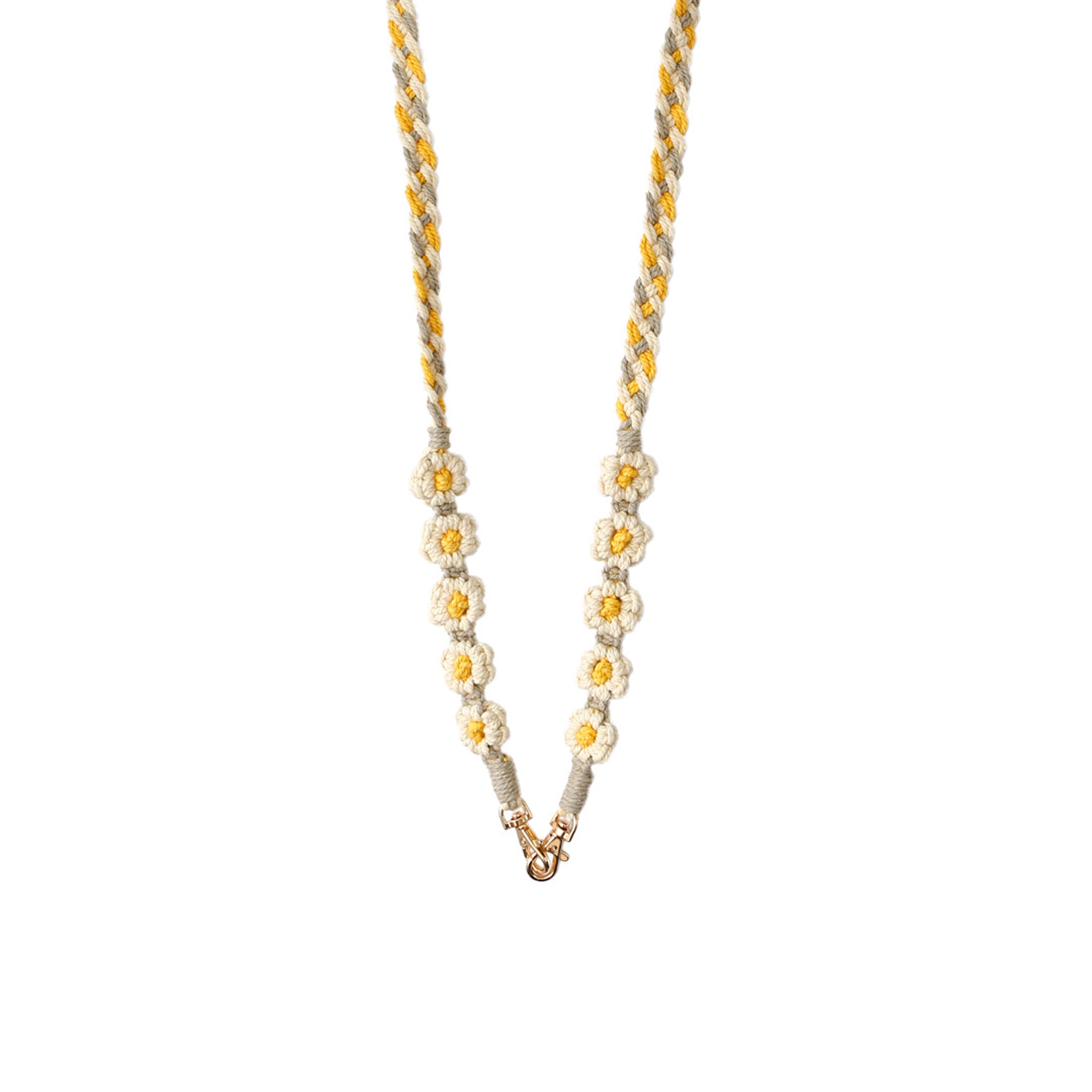 Floral Cotton Thread Crossbody Lanyard MIS0949-White