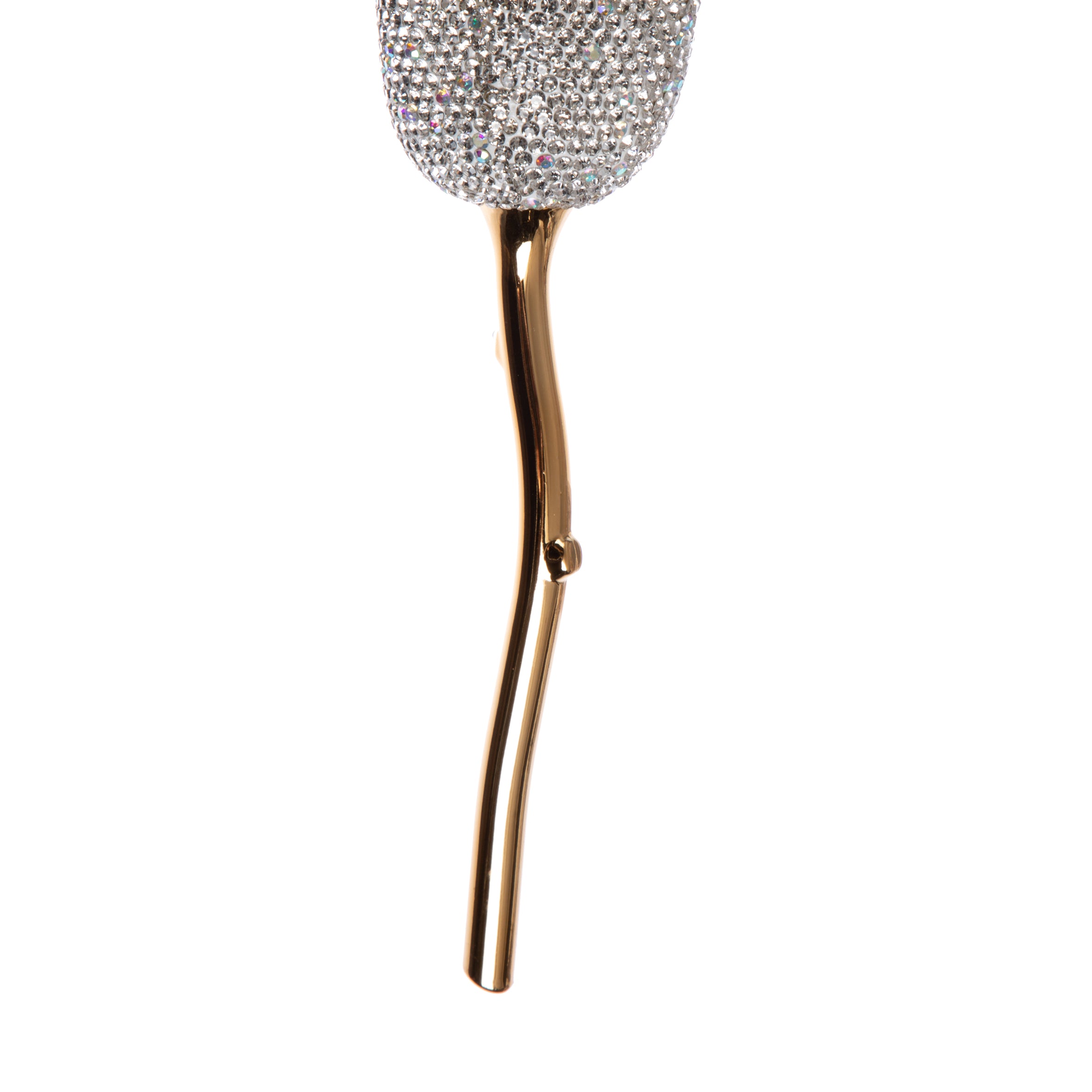 Brocha de maquillaje hecha a mano con forma de rosa y diamantes de imitación MIS1025