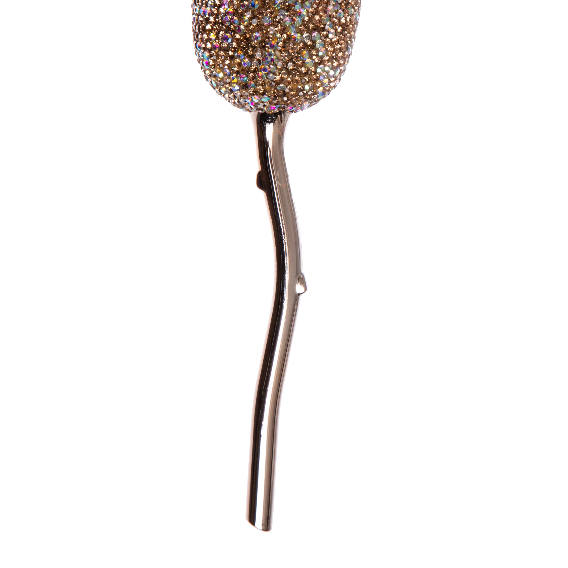 Brocha de maquillaje hecha a mano con forma de rosa y diamantes de imitación MIS1025