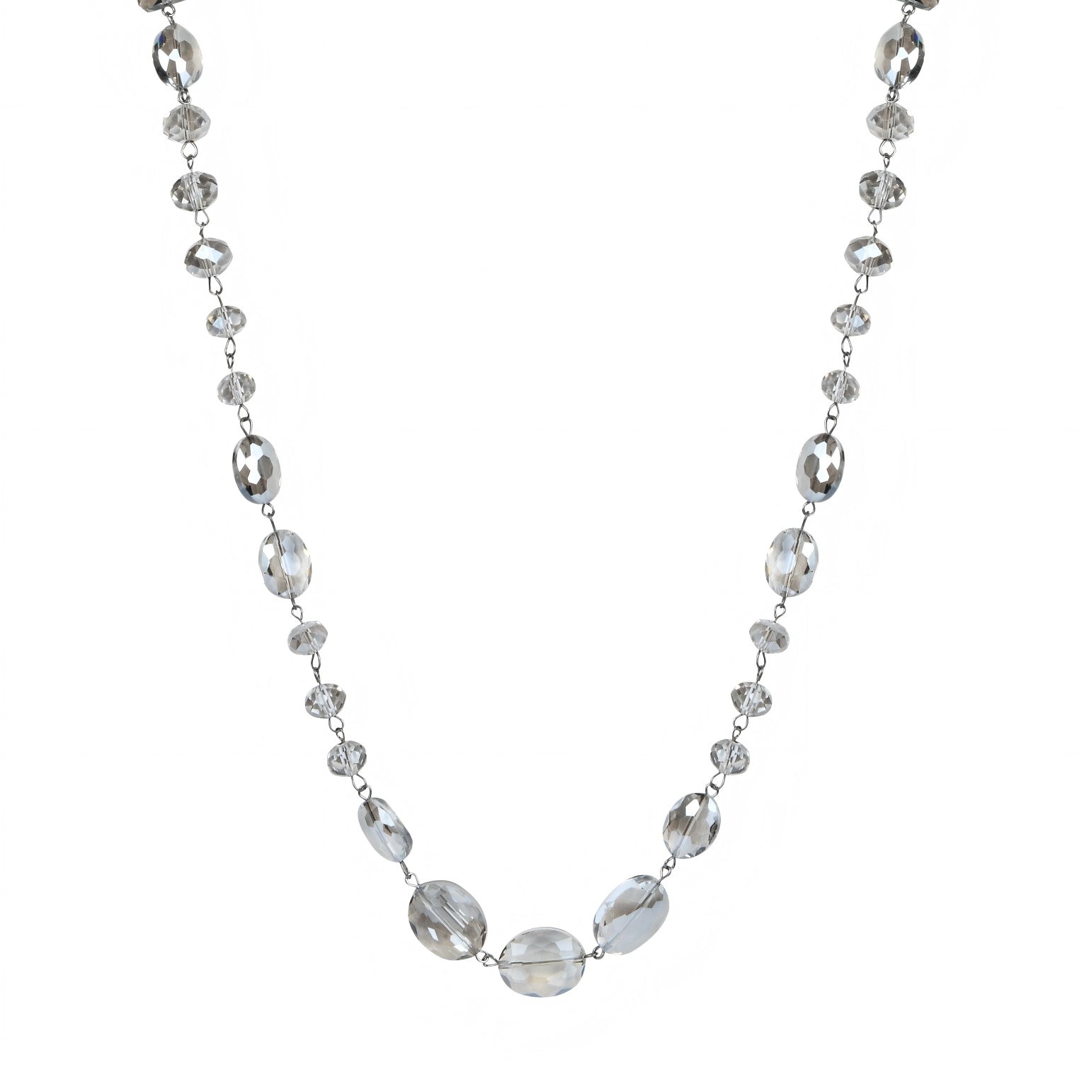 Classic Chandalier Crystal Long Necklaces N1130-Silver