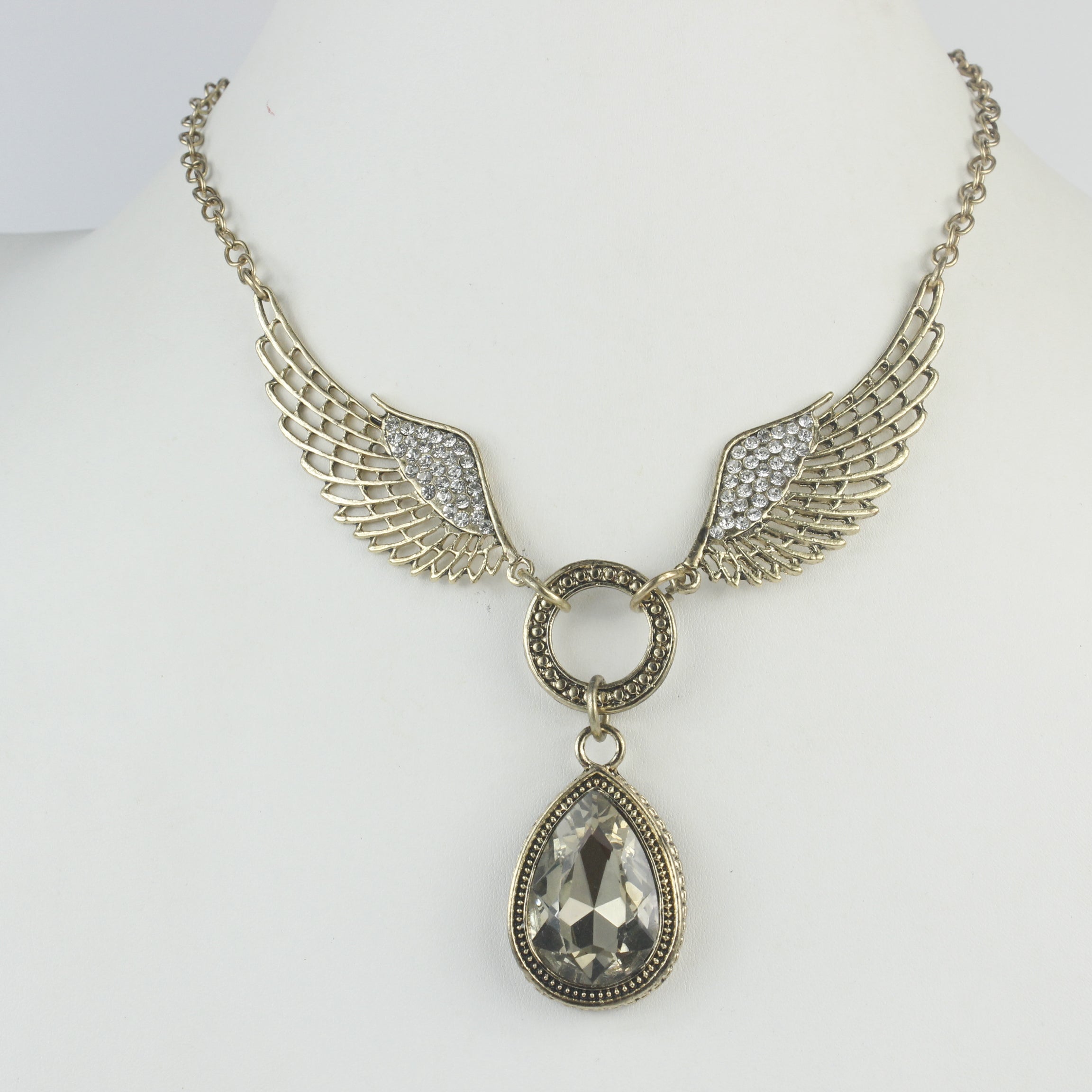 Collar con plumas de cristal N1737