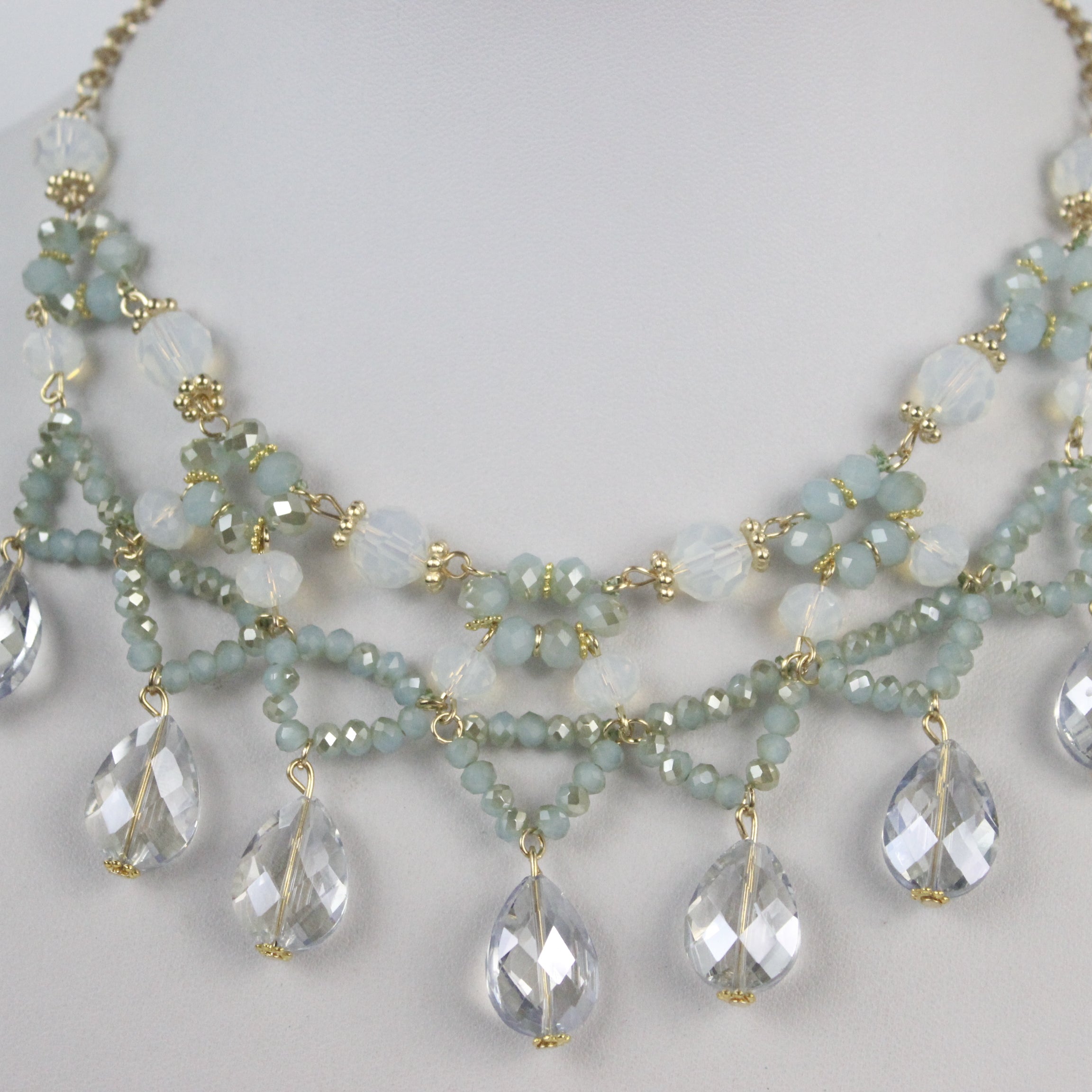 Collar de cristal con forma de gota de agua para mujer bohemia N1790