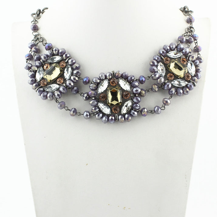 Collar de cristal de tres filas N2077