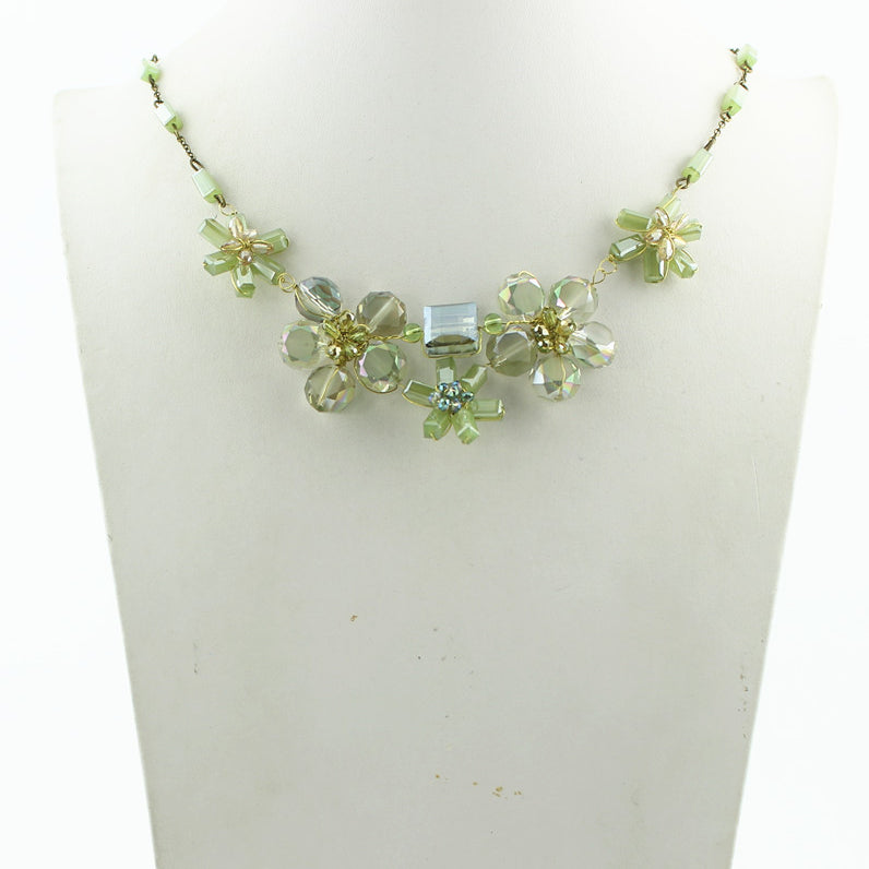 Collar corto de cristal con flores N2103