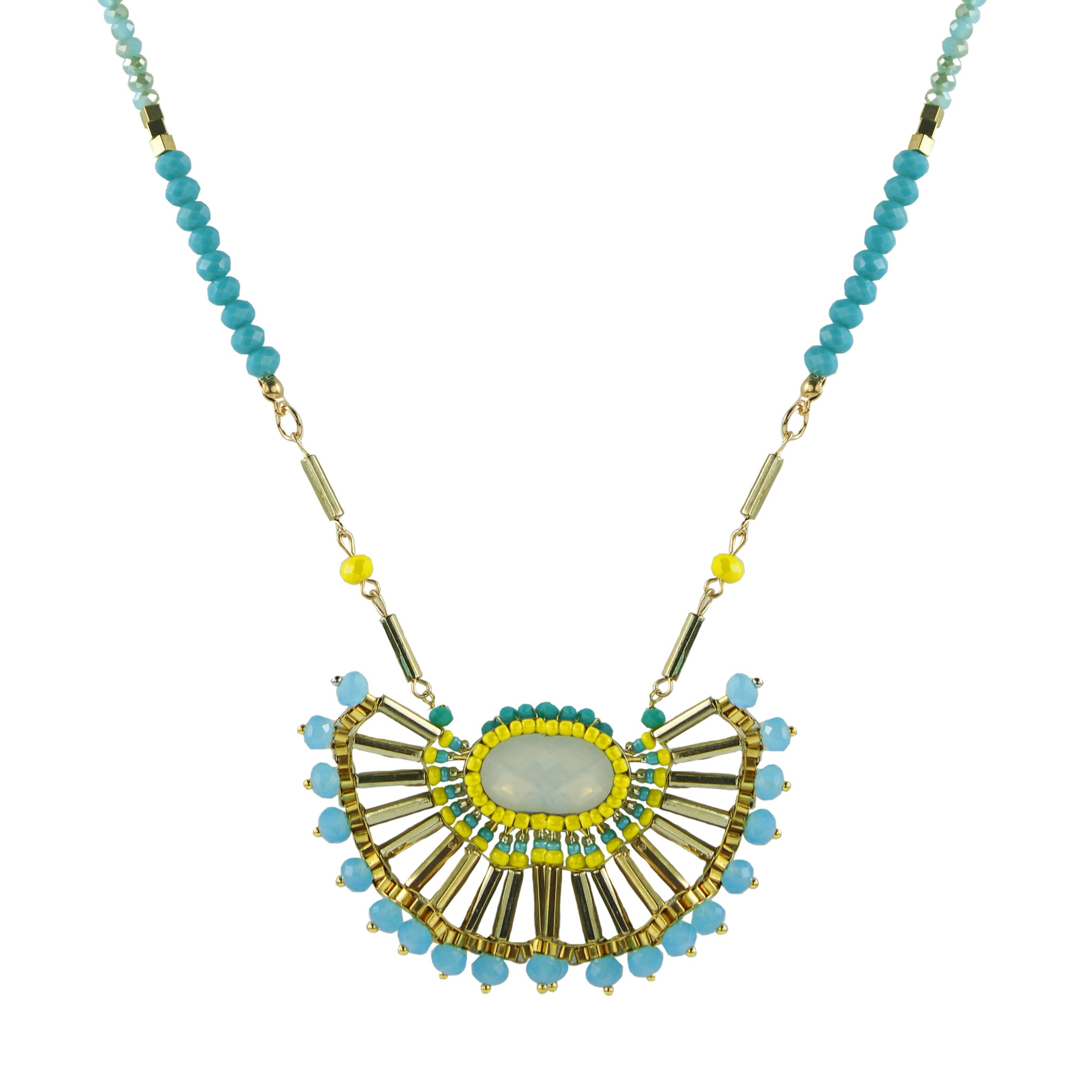 Collares trenzados de cristal con colgante geométrico N2302