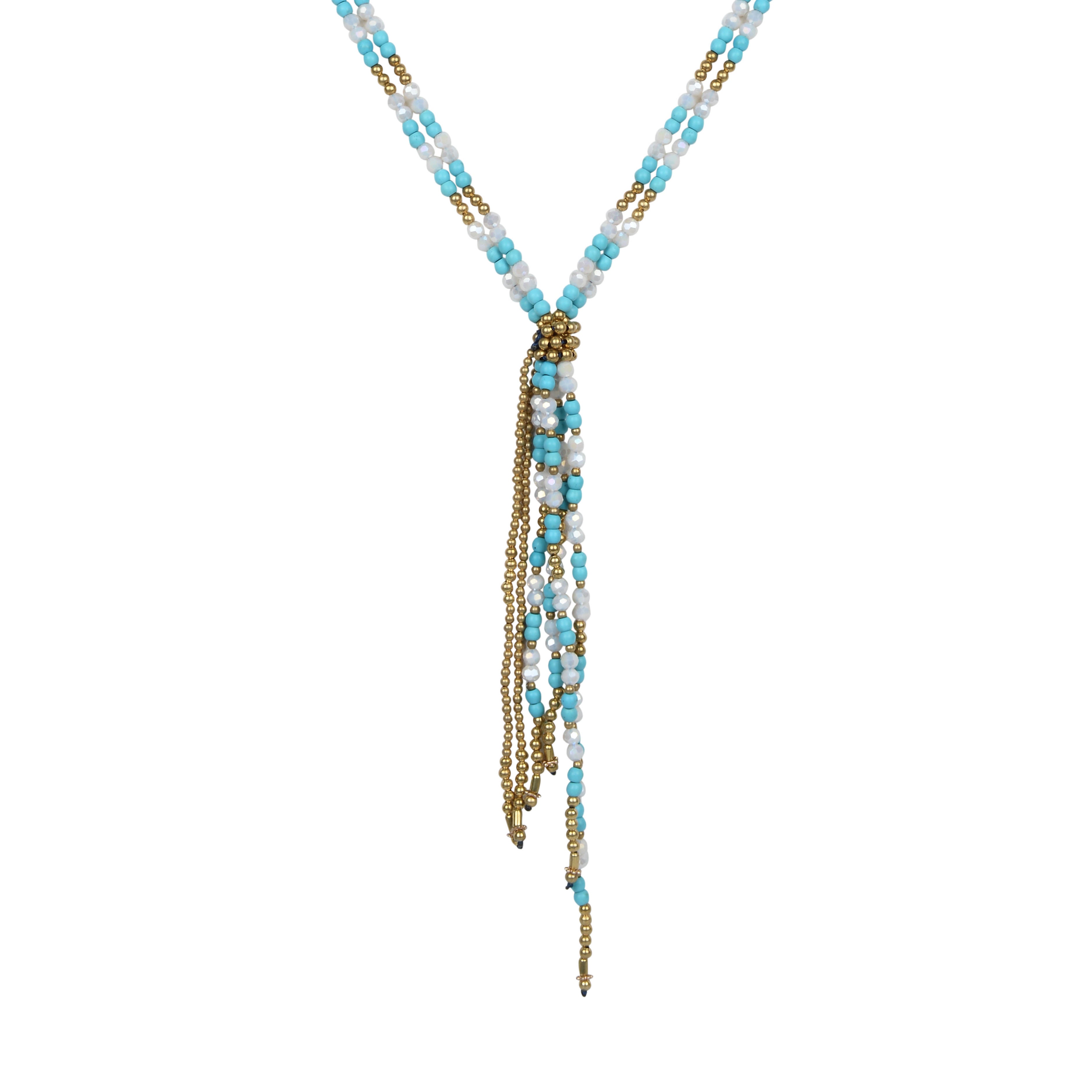 Collares largos con borlas y cuentas de cristal N2456